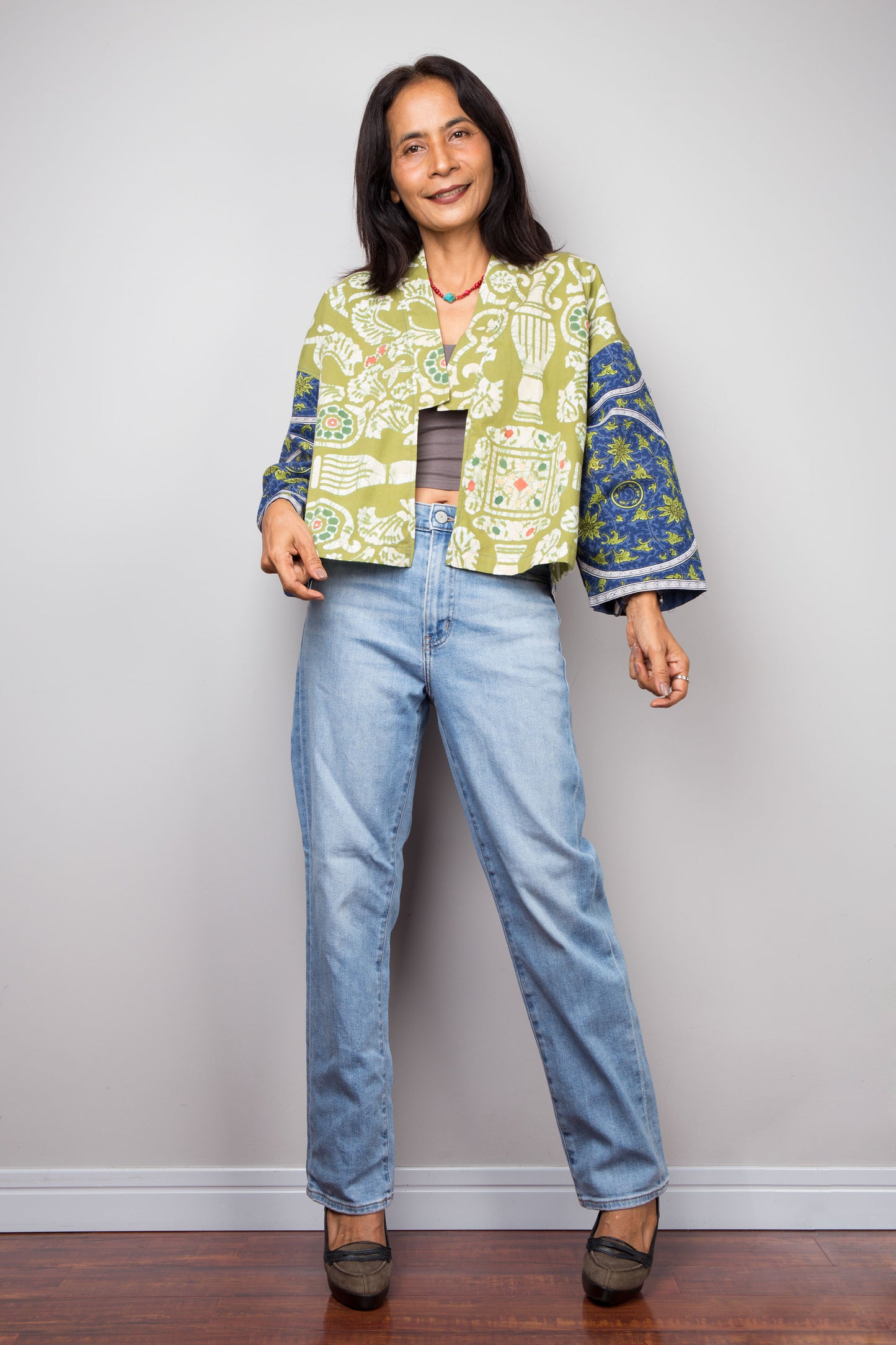 Green Cotton Kimono Jacket