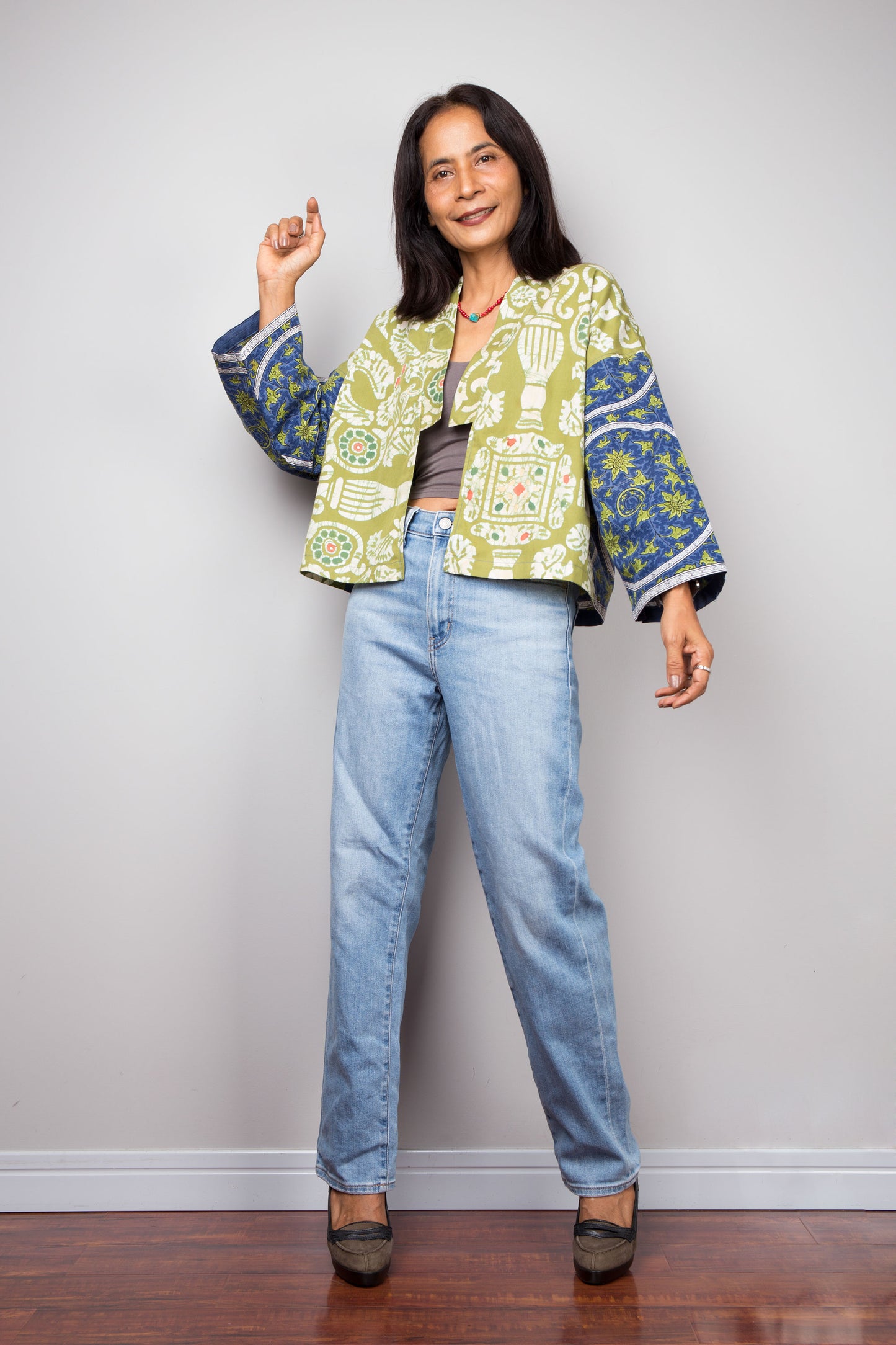 Green Cotton Kimono Jacket