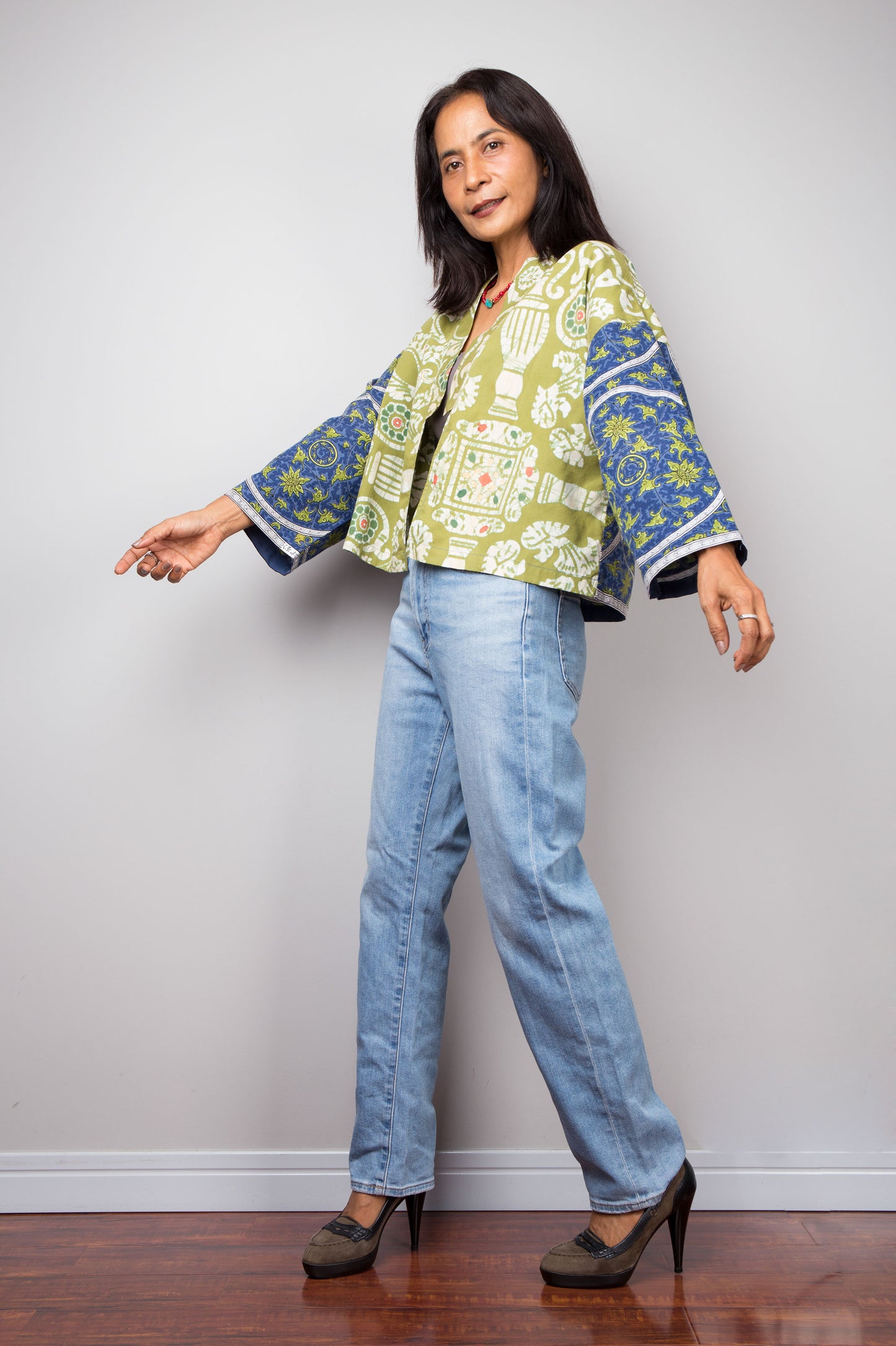 Green Cotton Kimono Jacket