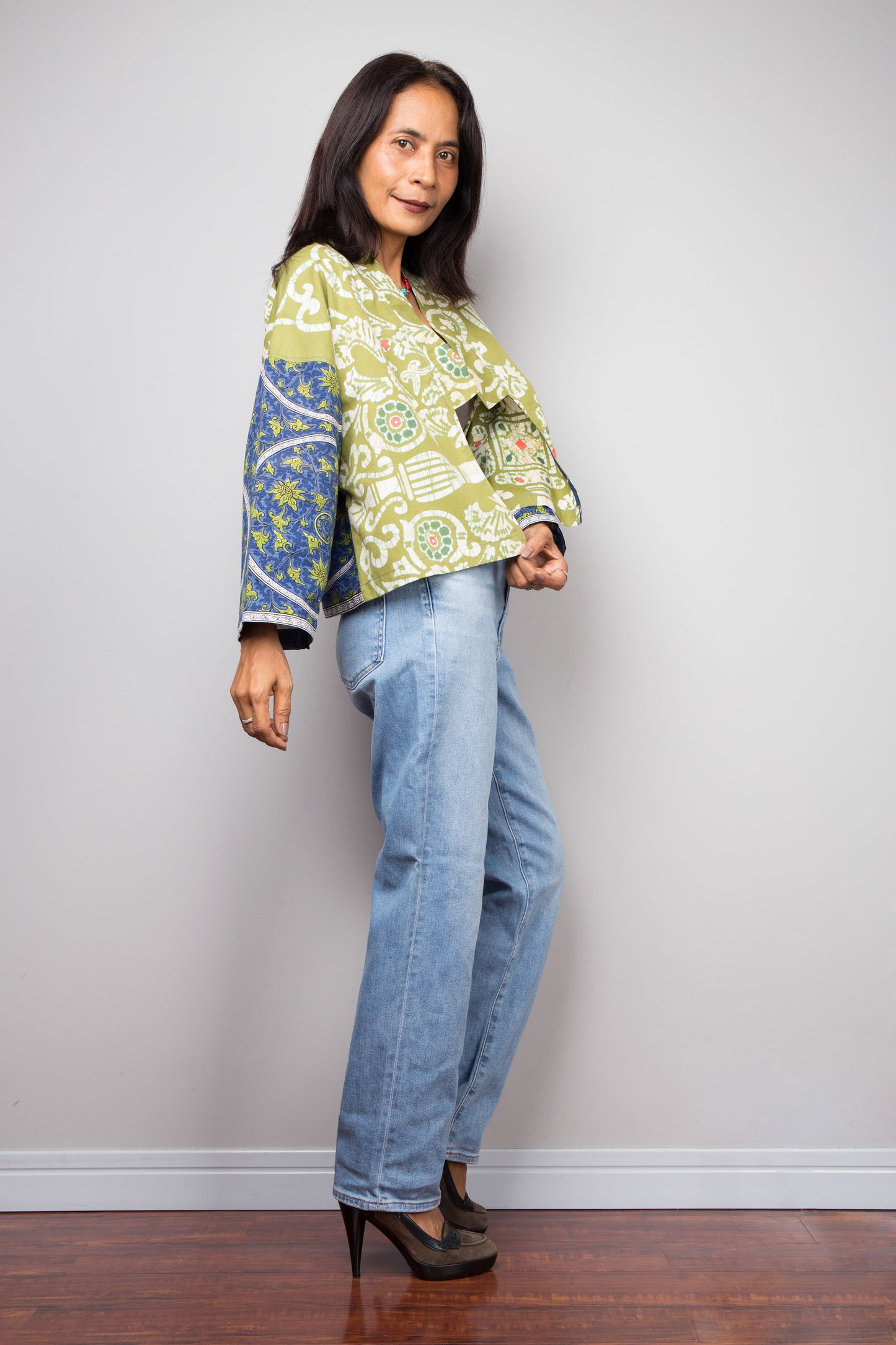 Green Cotton Kimono Jacket