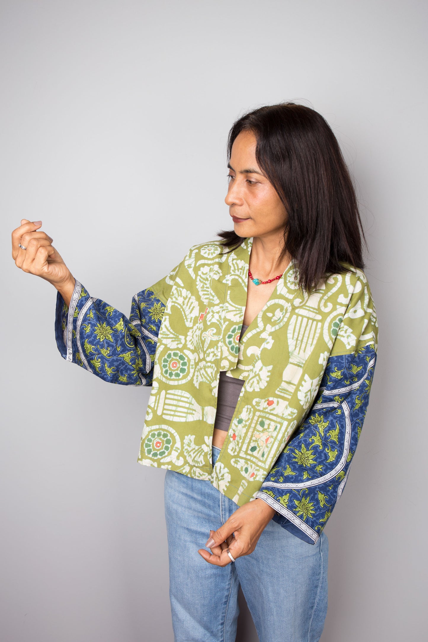 Green Cotton Kimono Jacket