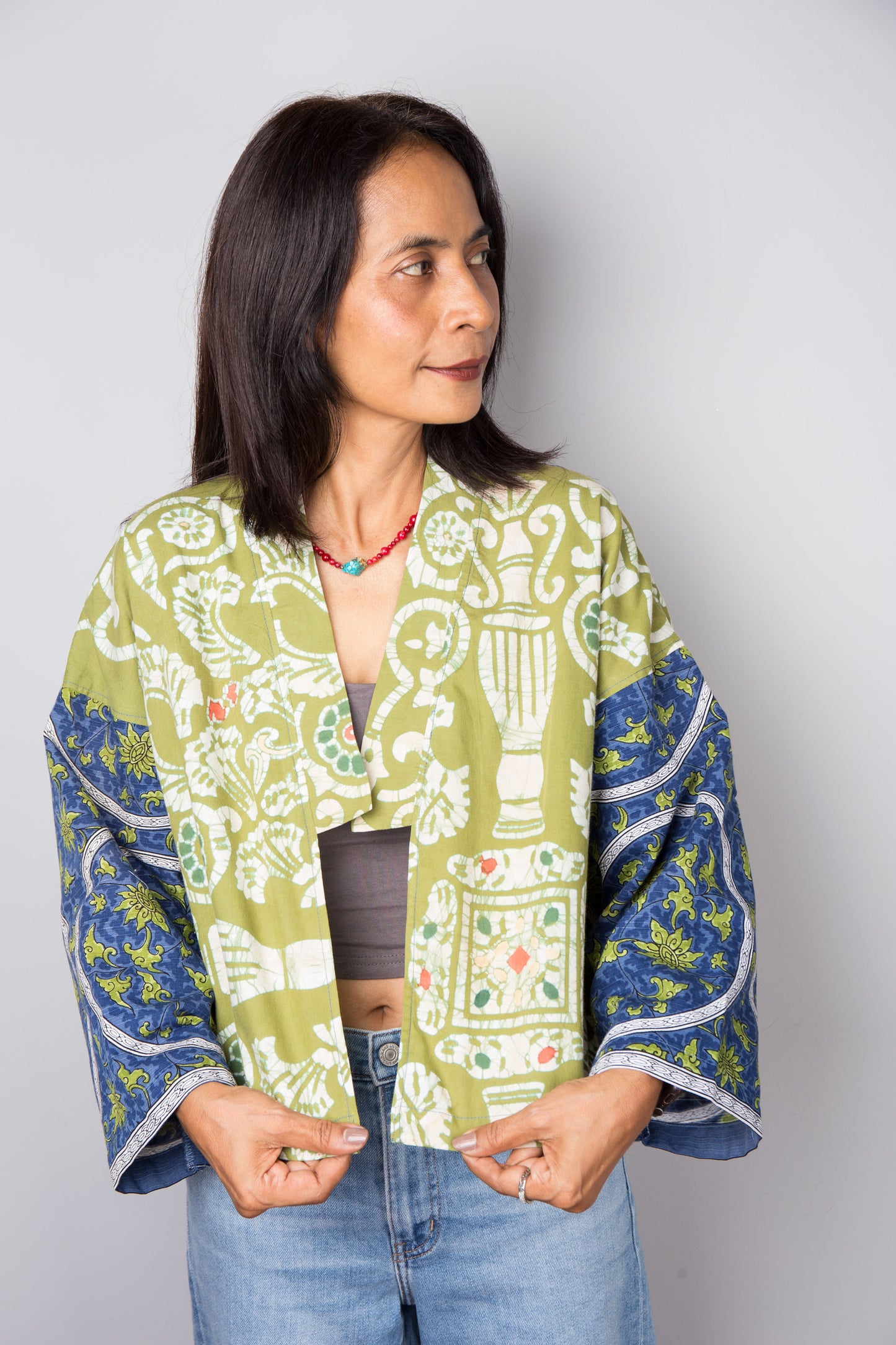 Green Cotton Kimono Jacket