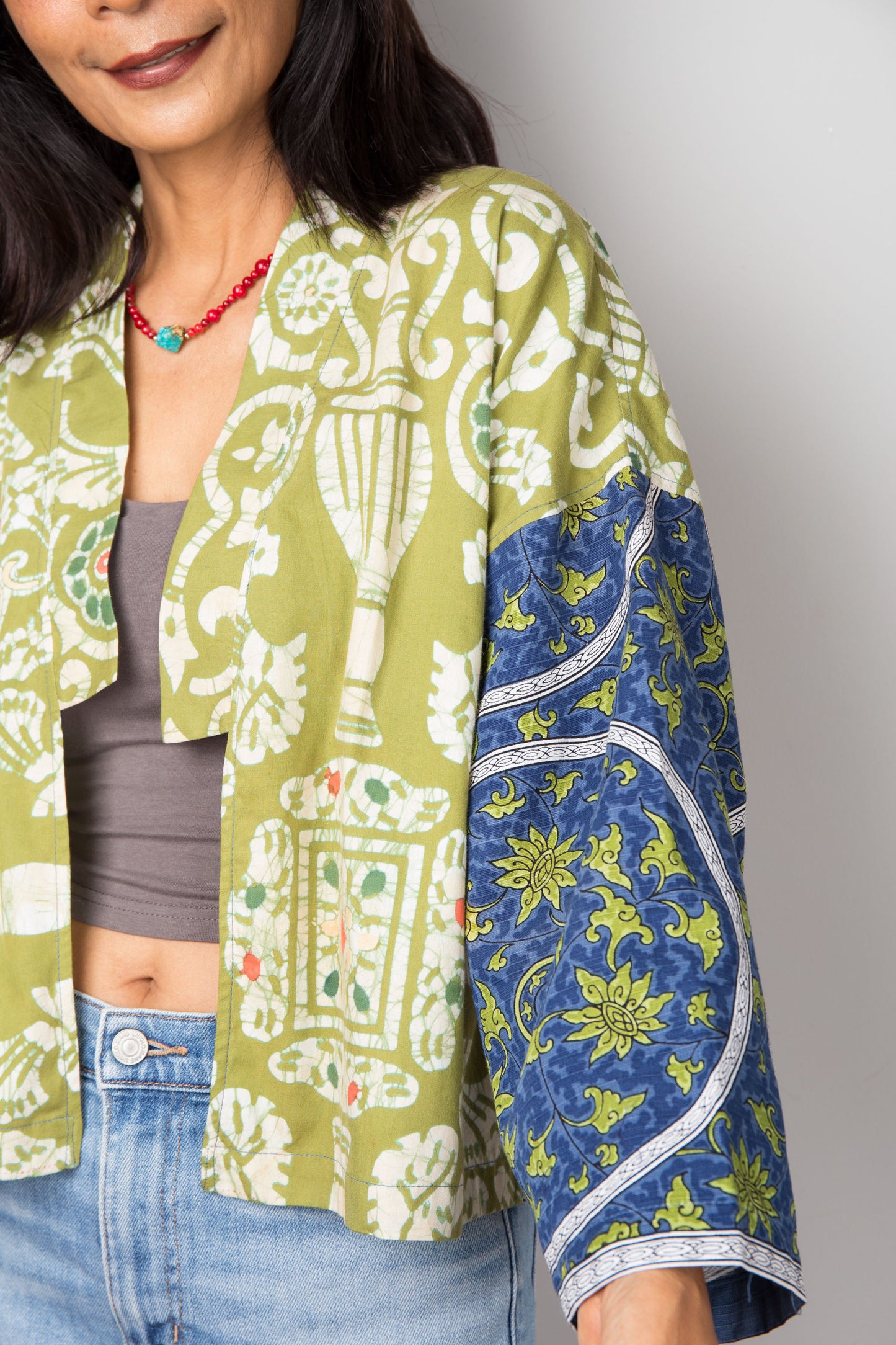 Green Cotton Kimono Jacket
