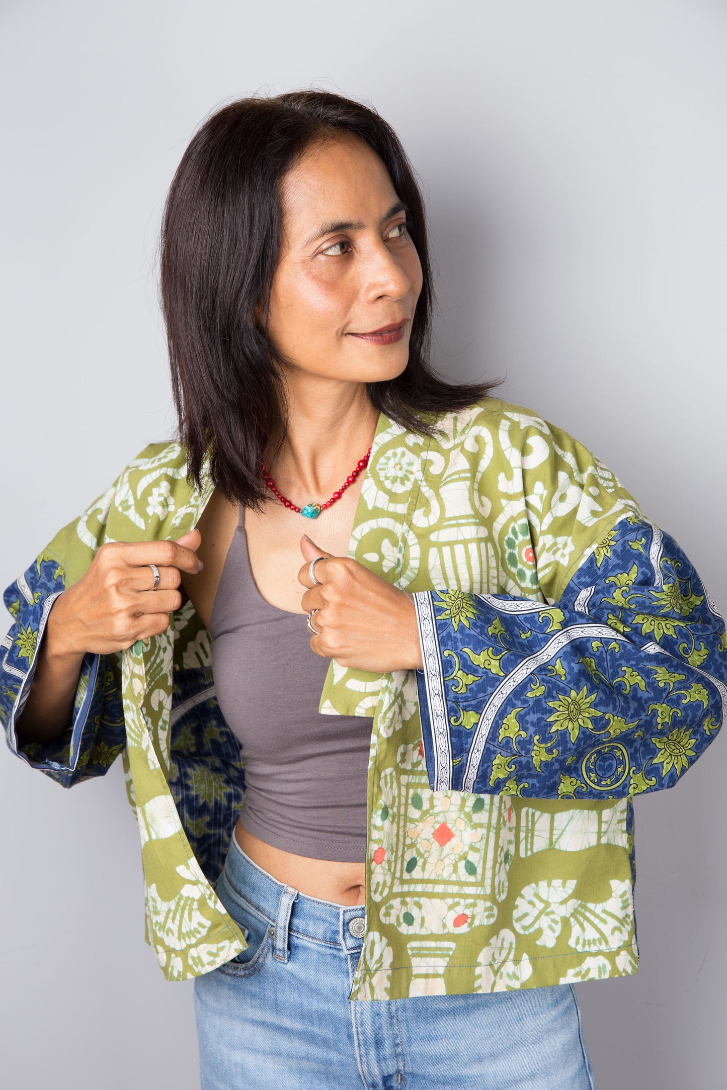 Green Cotton Kimono Jacket
