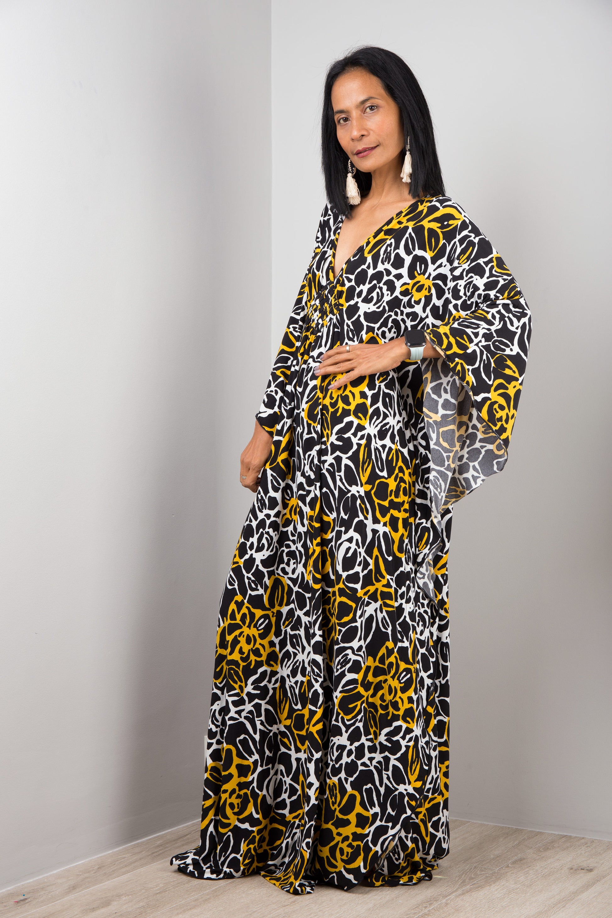 loose kaftan dresses Nuichan women's silk loose fit kaftan dress