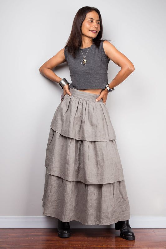 Grey Linen Skirt