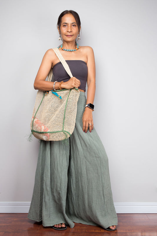 Wide leg cotton pants