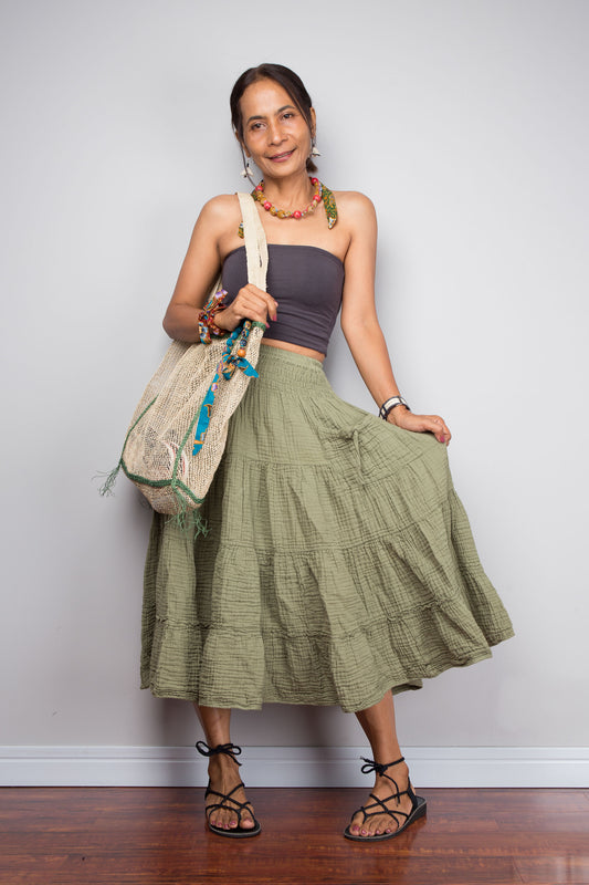 Green cotton skirt