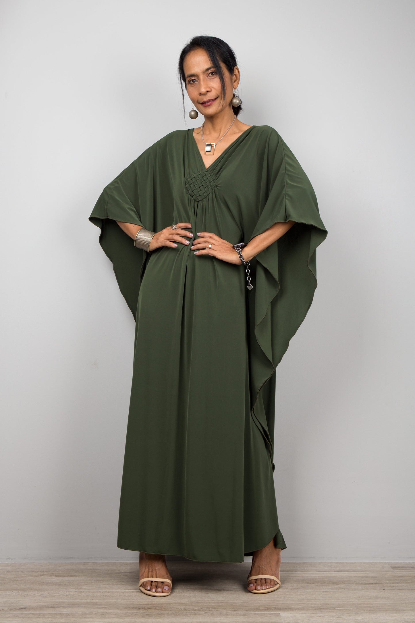 Green Kaftan Dress for Petite