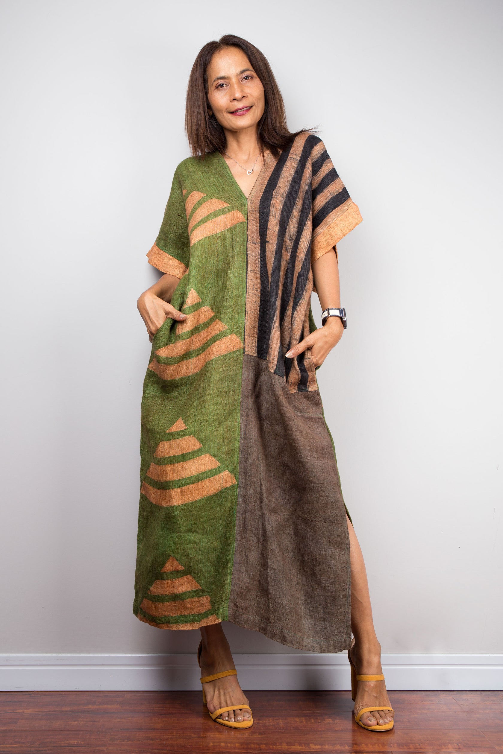 Plant Dye Kaftan Fit Handloom Dress