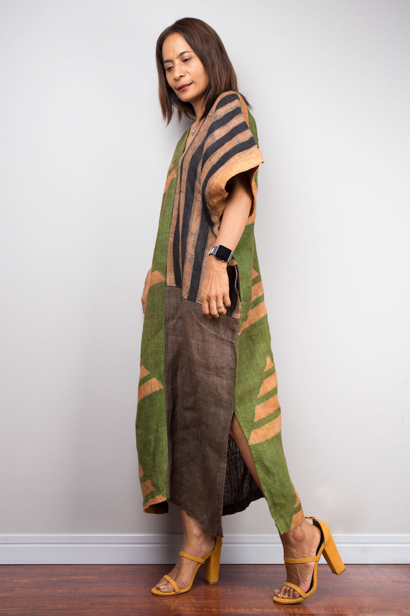Green Leaf Kaftan One Piece Dress