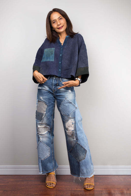 Indigo blouse top