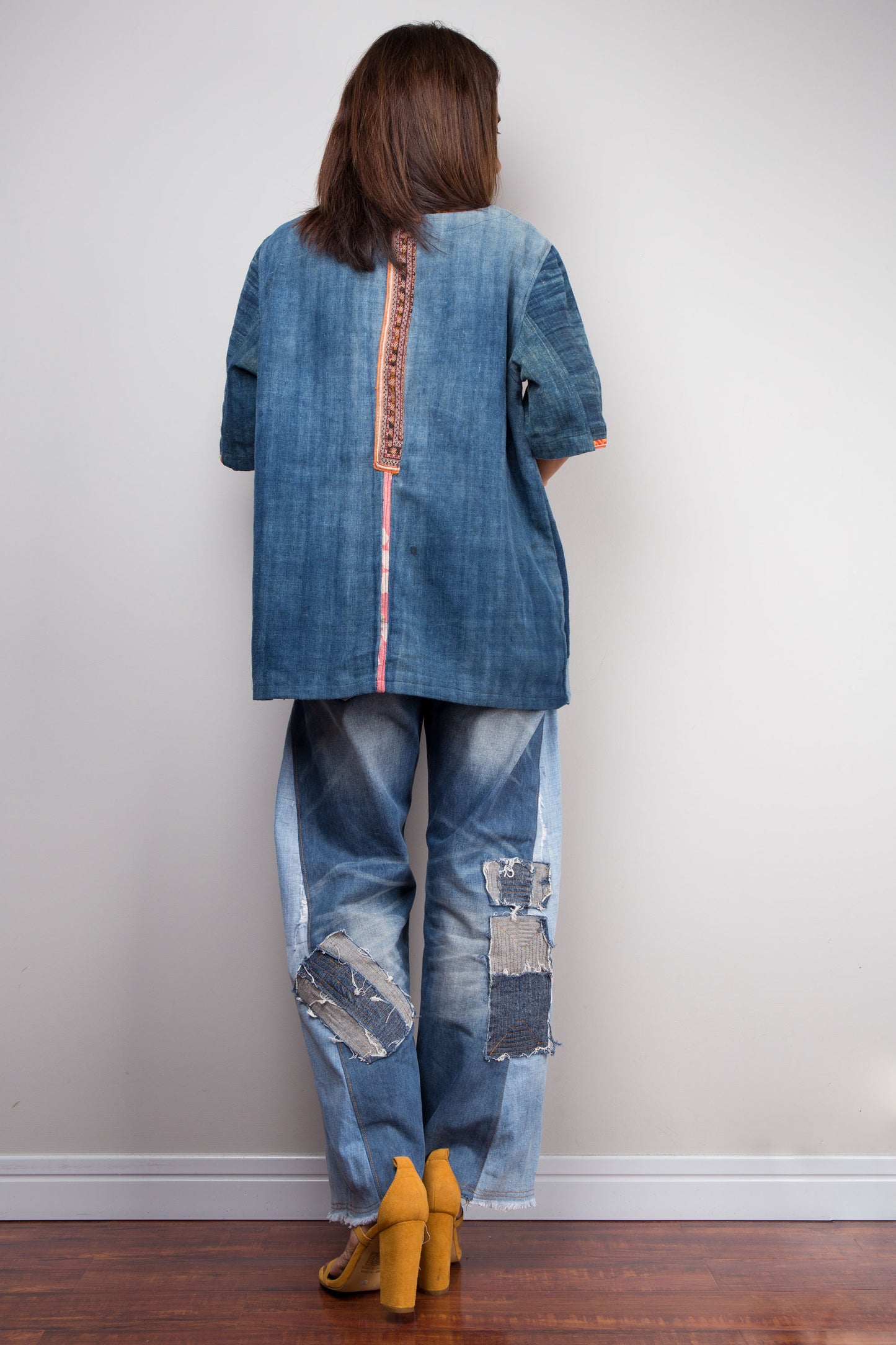 Indigo Hemp Patchwork Tunic Top