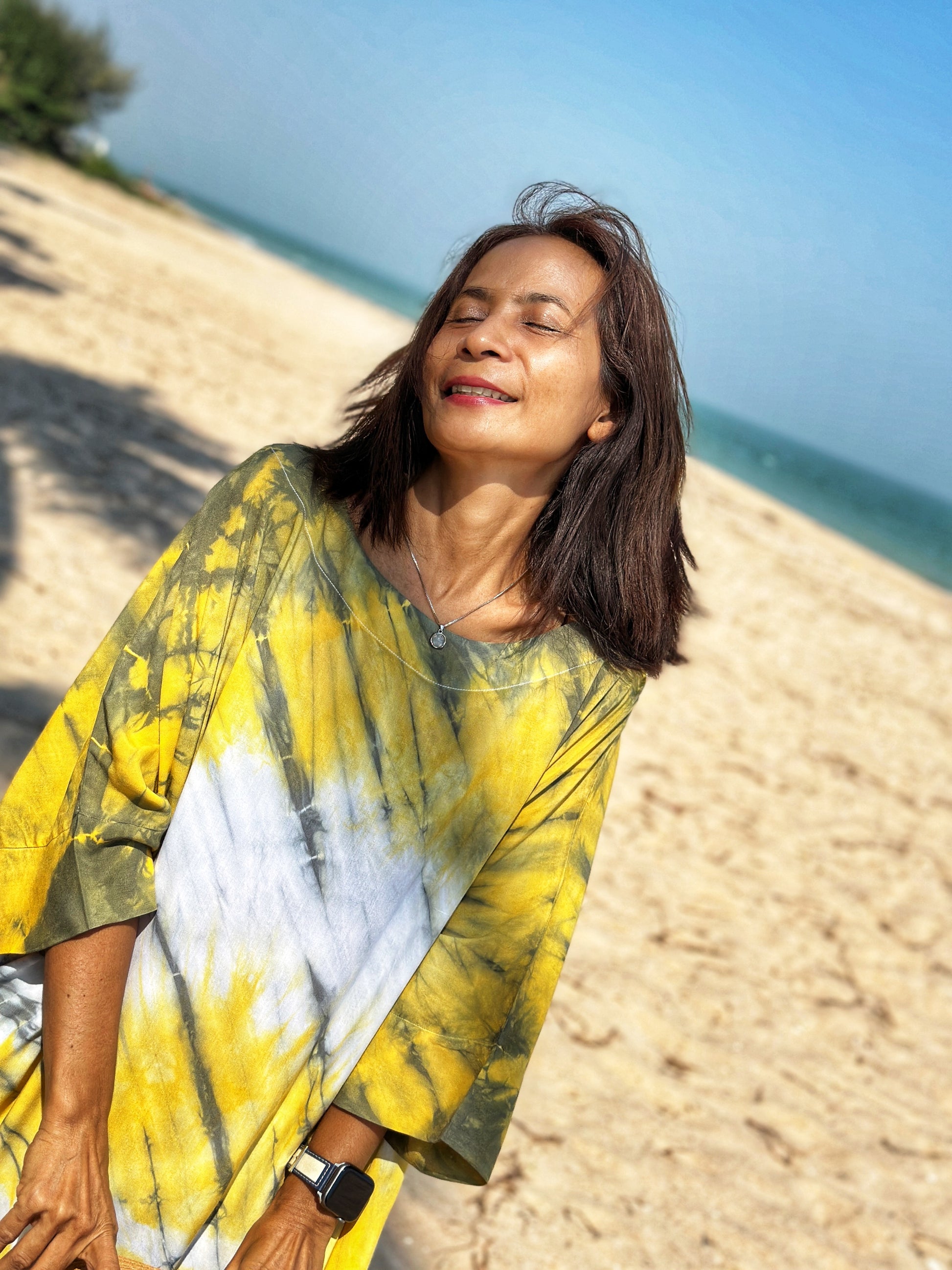 tie dye loose dress Leia Kaftan Dress in Black Tie Dye