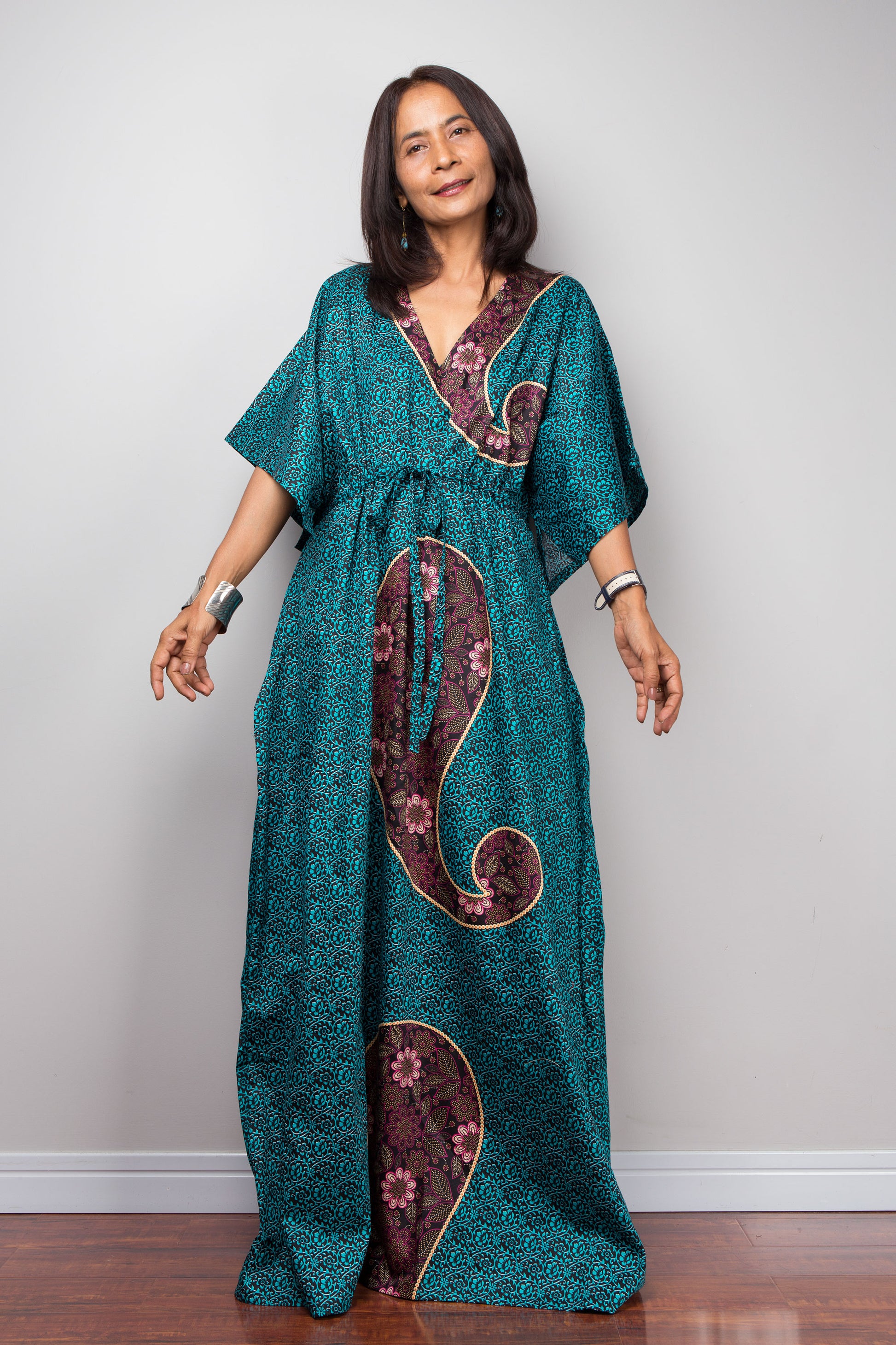 Teal Paisley Kaftan for Women