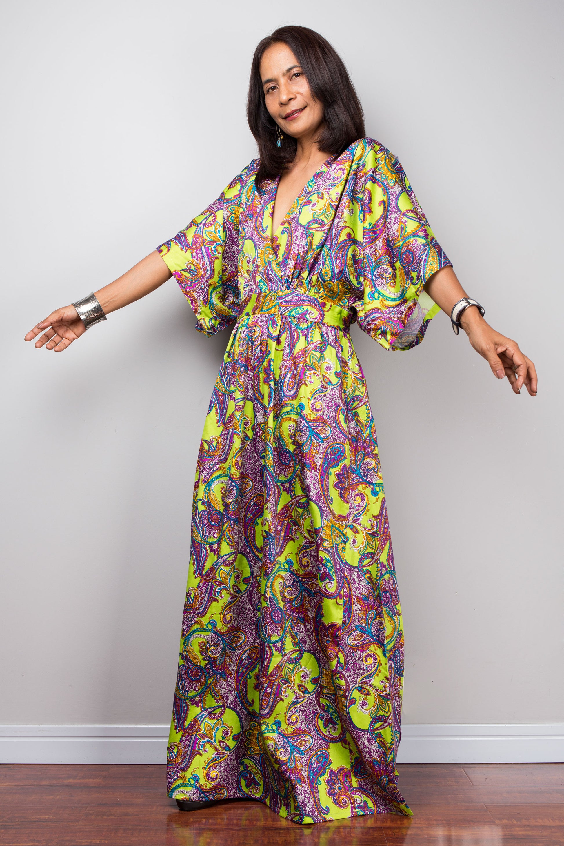 green caftan dress Emerald Green Oversized Kaftan Maxi Dress | Plus Size Beach Cover Up