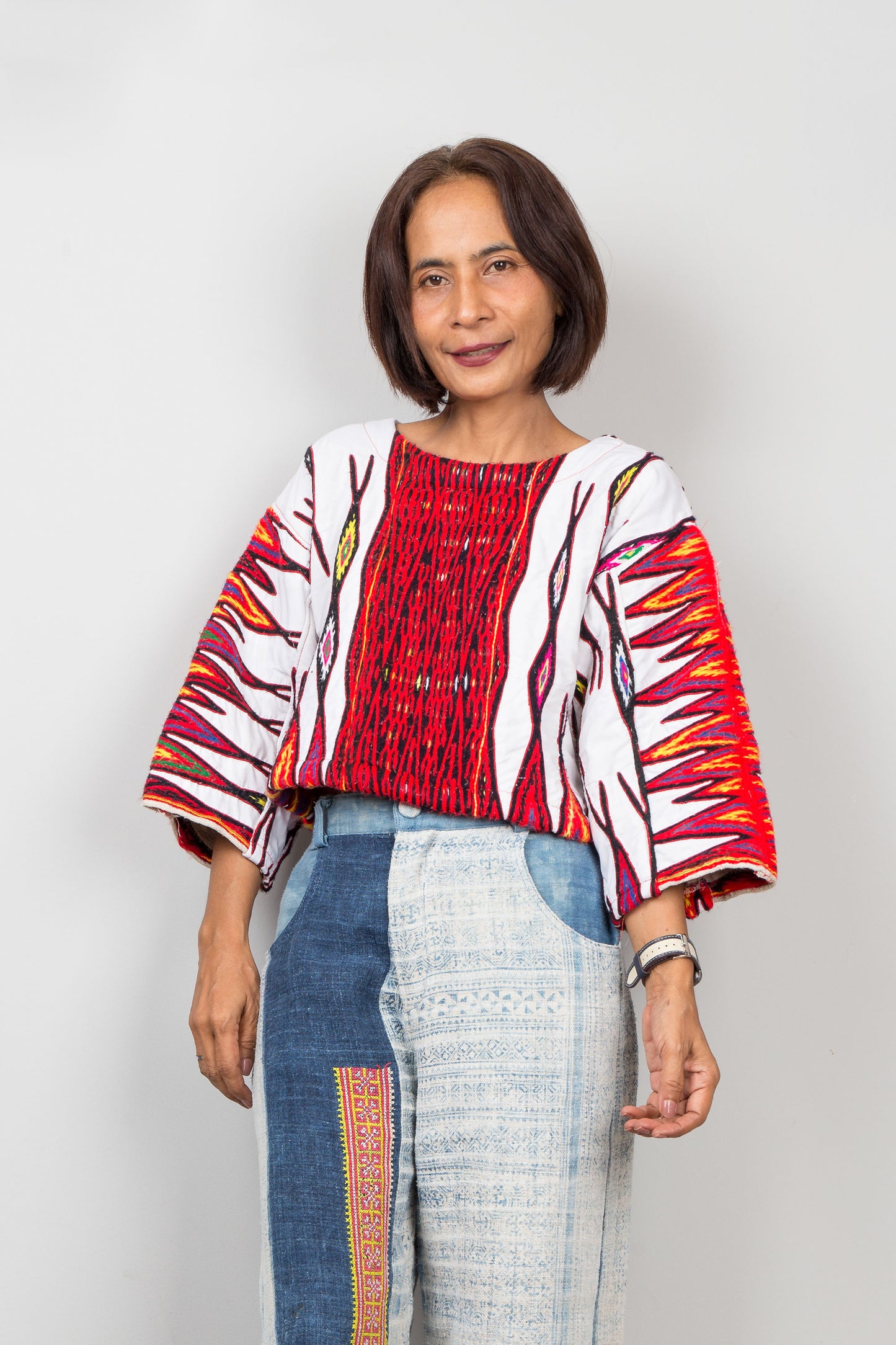 Vintage Miao Textile Sweater in Hemp, Cotton & Wool | Guizhou Ceremonial Fabric