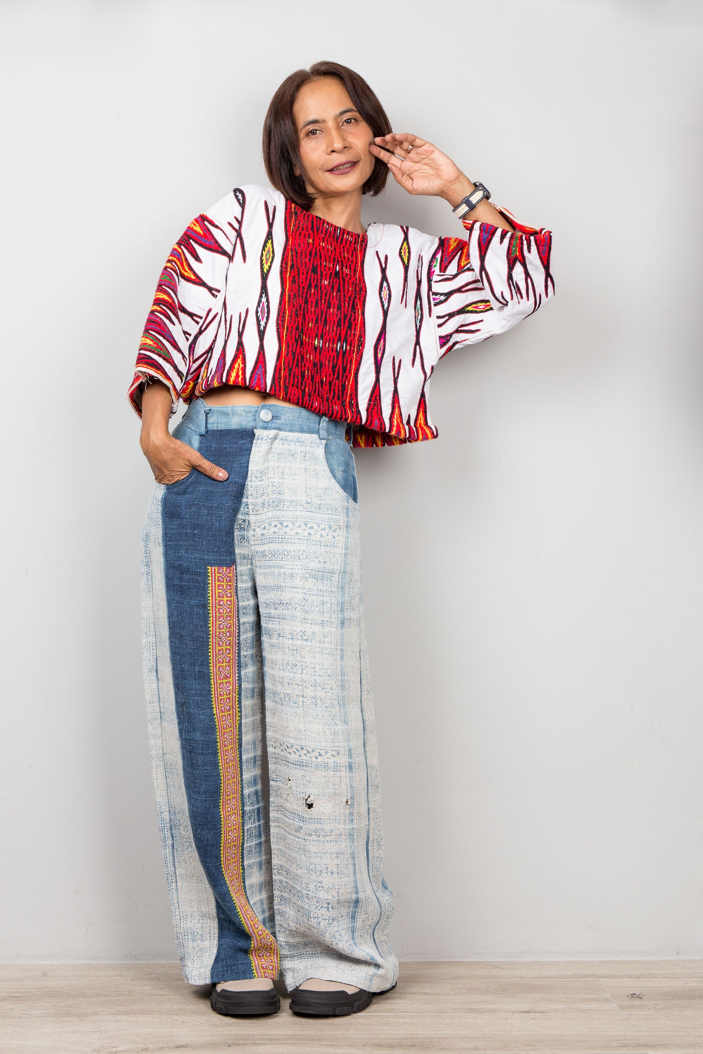 Vintage Miao Textile Sweater in Hemp, Cotton & Wool | Guizhou Ceremonial Fabric