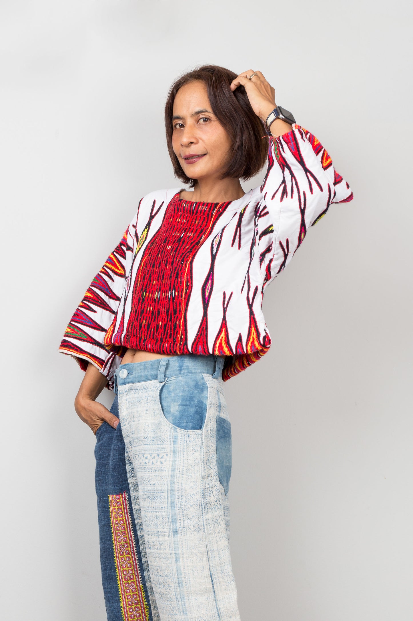 Vintage Miao Textile Sweater in Hemp, Cotton & Wool | Guizhou Ceremonial Fabric