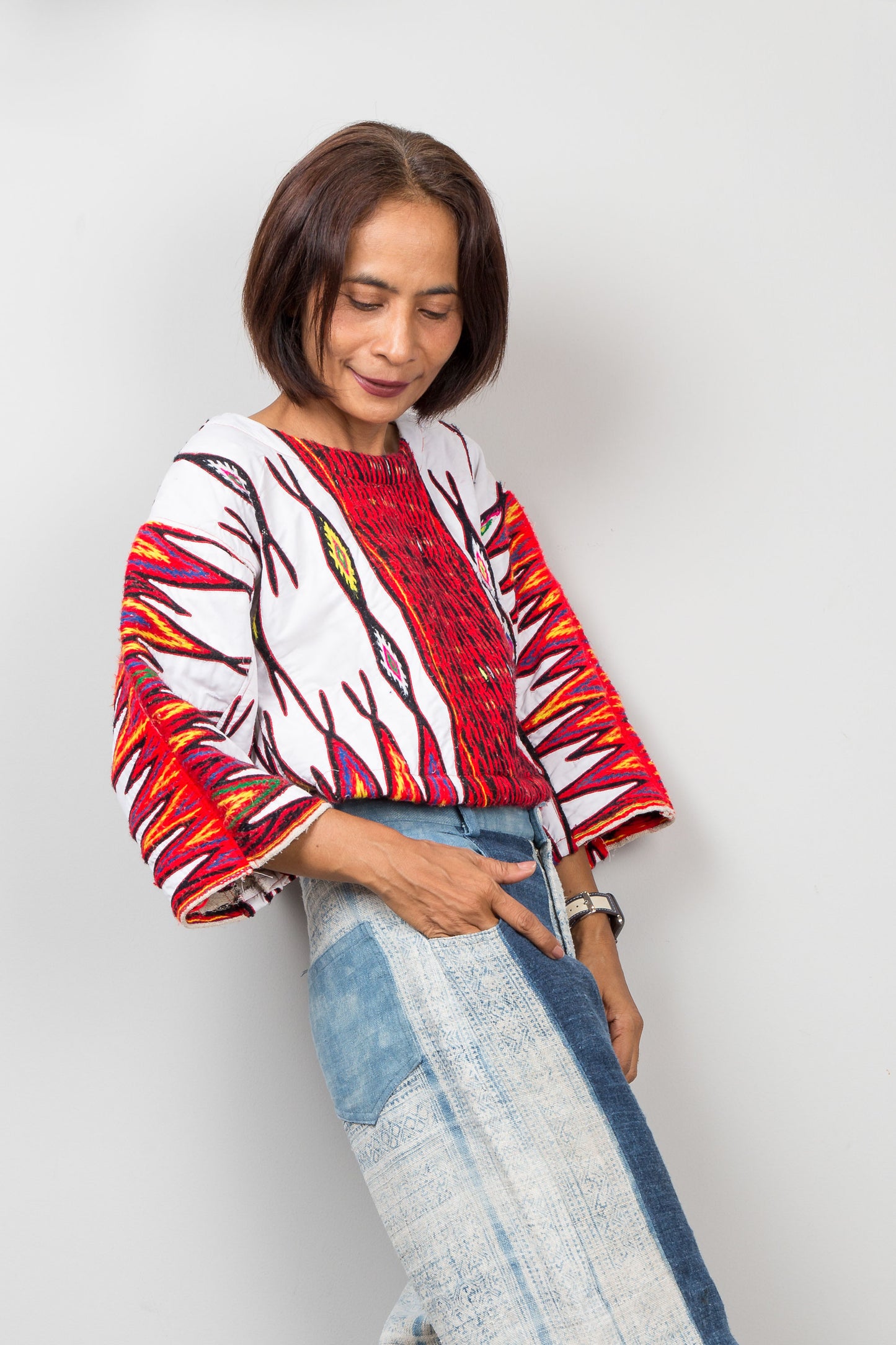 Vintage Miao Textile Sweater in Hemp, Cotton & Wool | Guizhou Ceremonial Fabric