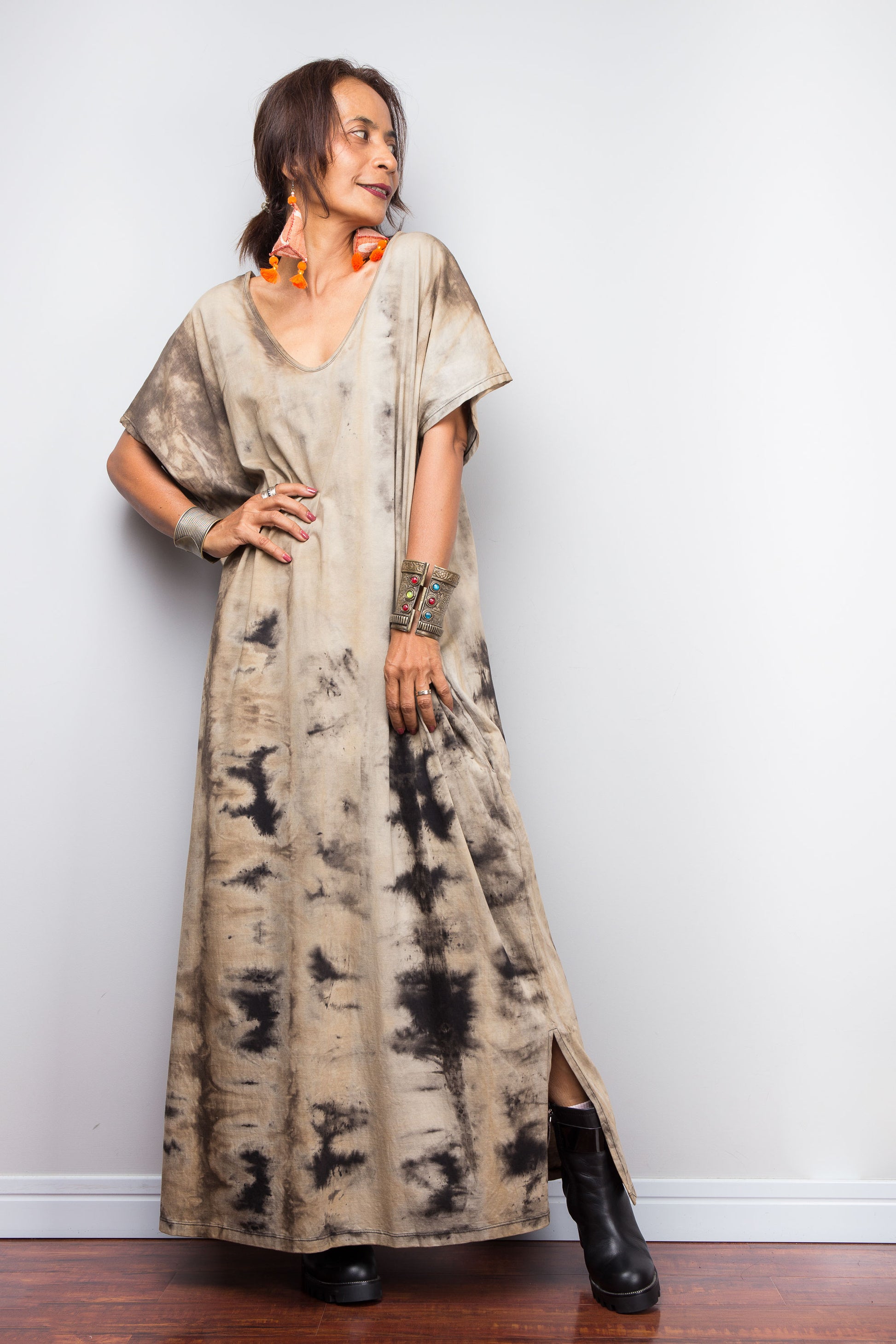 Reverse Tie Dye Dress Oversized Boho Maxi Kaftan Nuichan Reverse Tie Dye Dress Oversized Boho Maxi Kaftan Nuichan