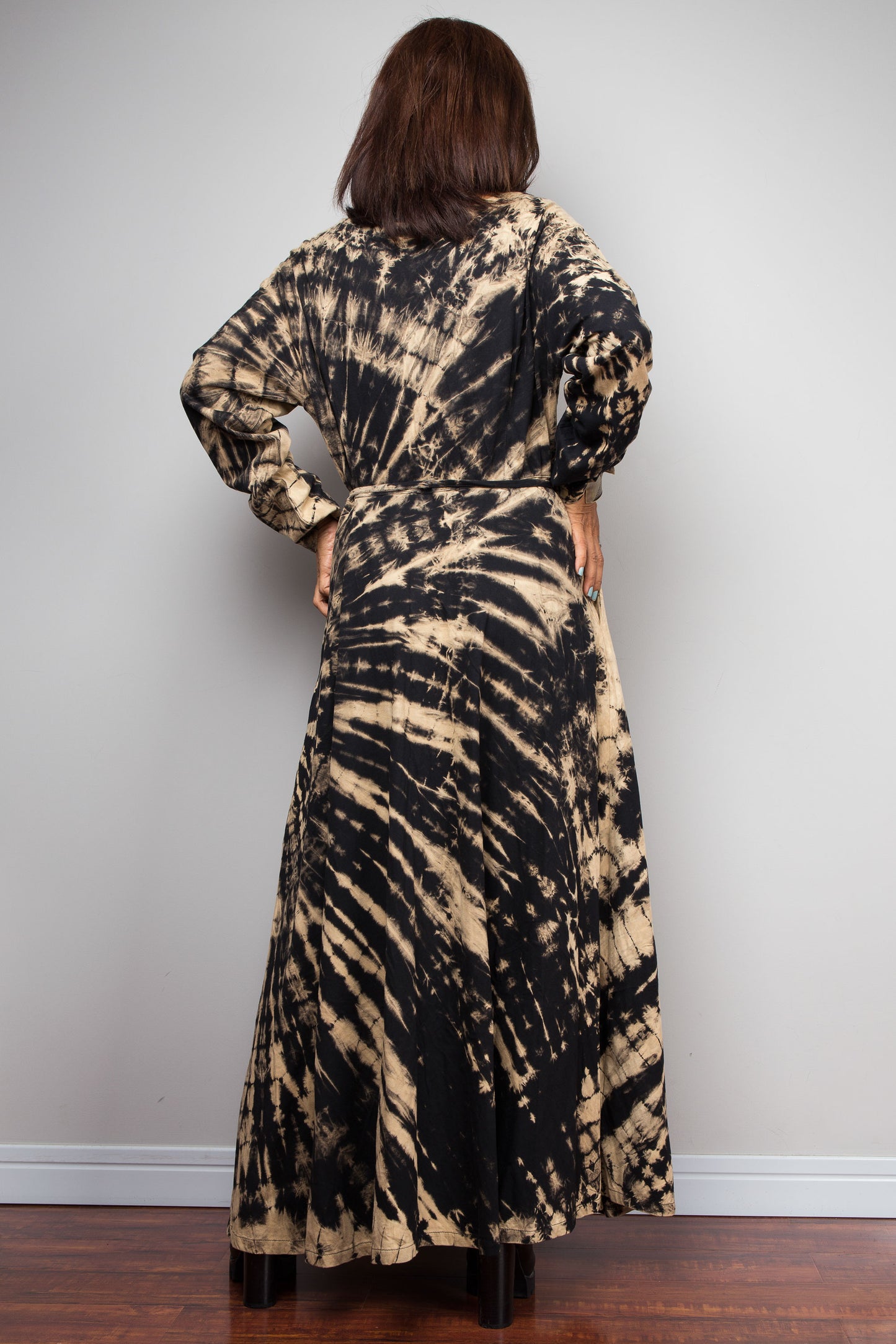 Reverse Tie Dye Wrap Duster Dress