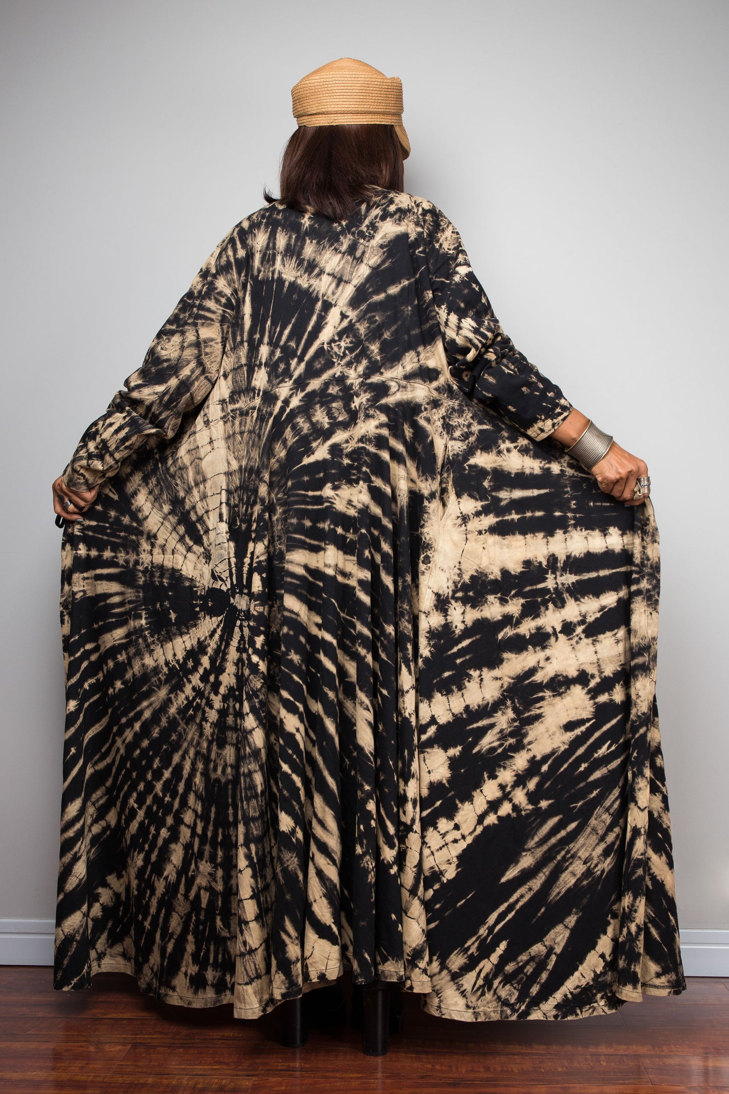 Reverse Tie Dye Wrap Duster Dress