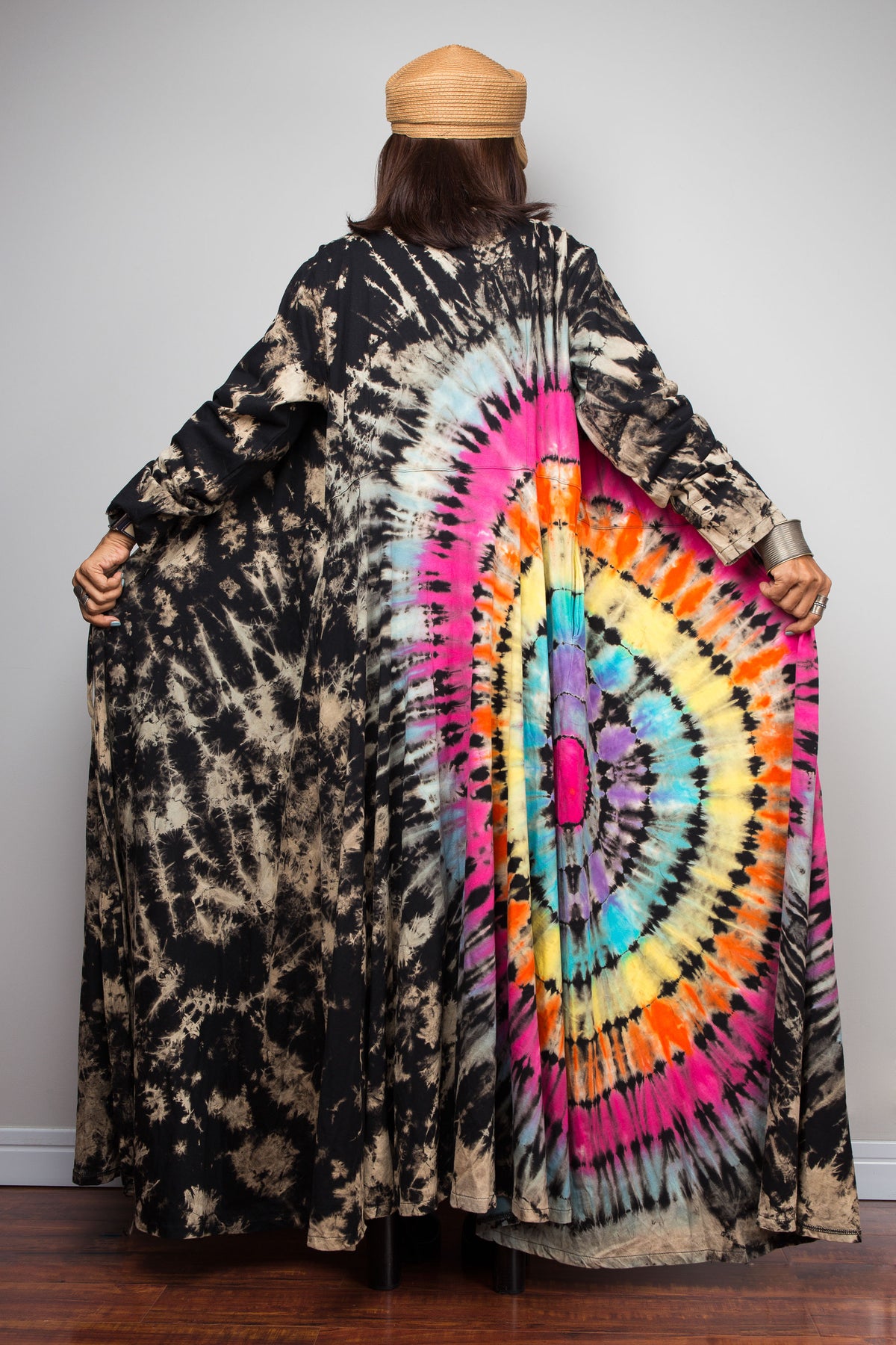 Rainbow Tie Dye Wrap Duster Dress