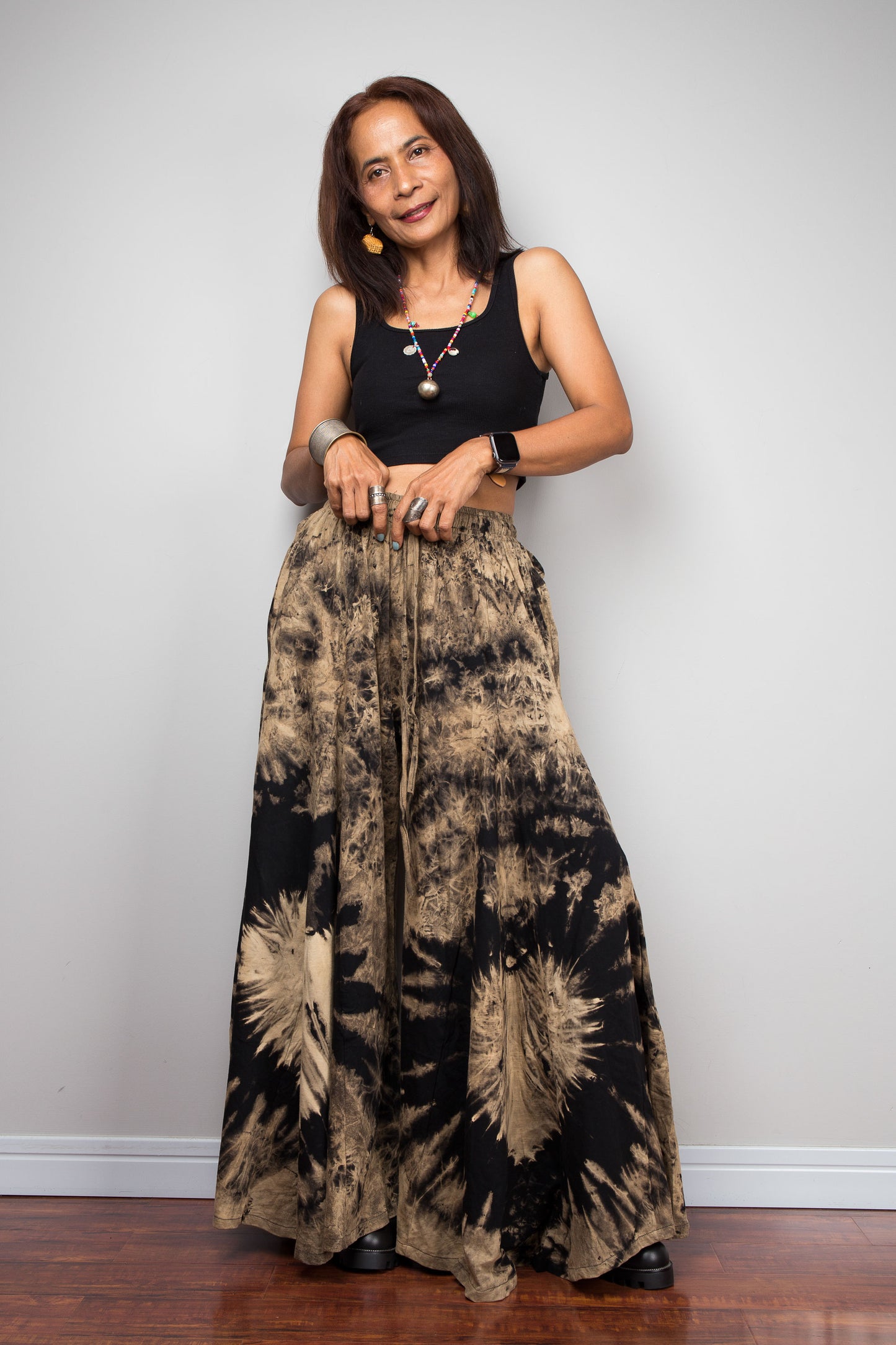 Reverse Dye Wide Leg Palazzo Pants