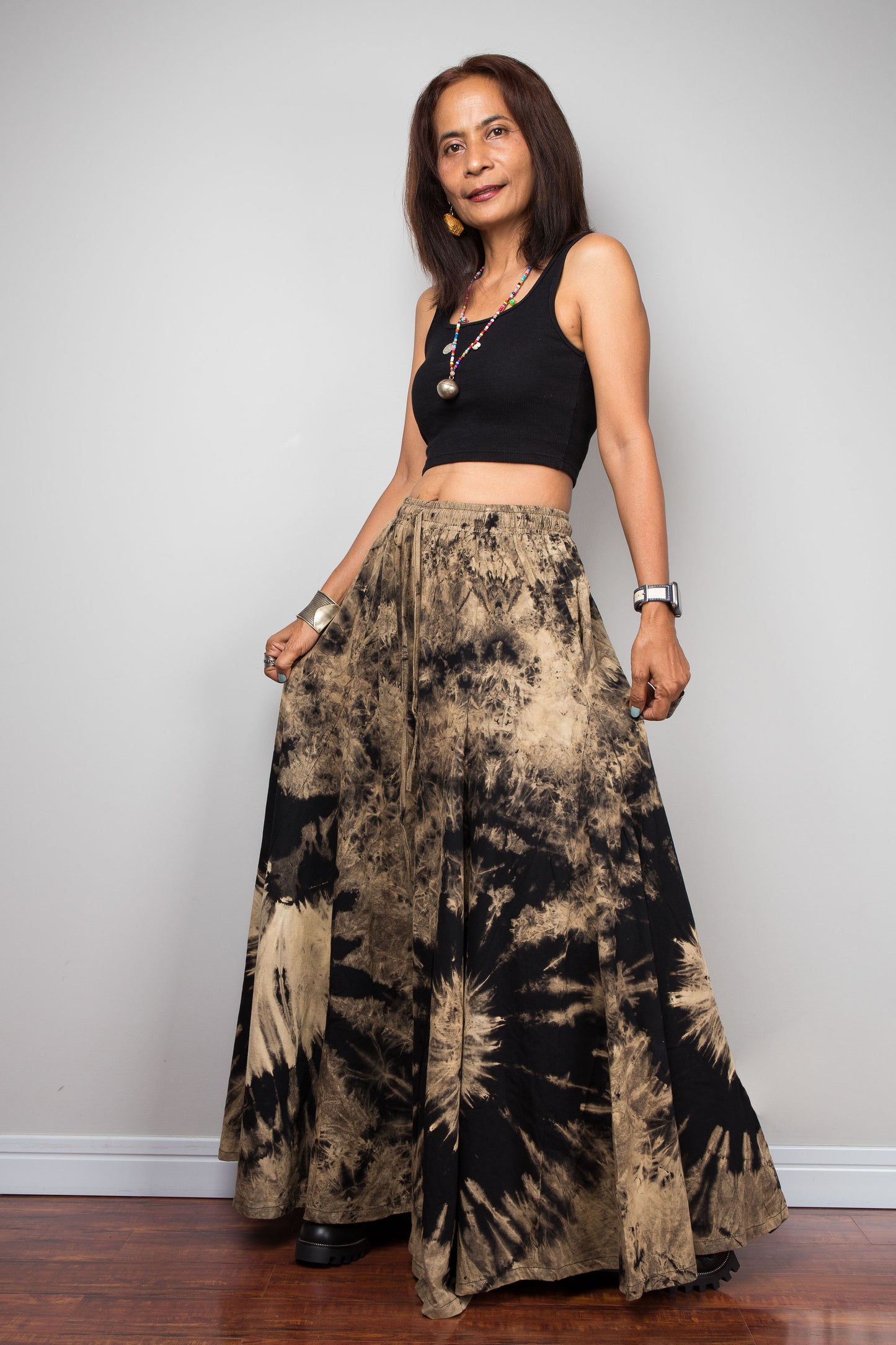 Reverse Dye Wide Leg Palazzo Pants