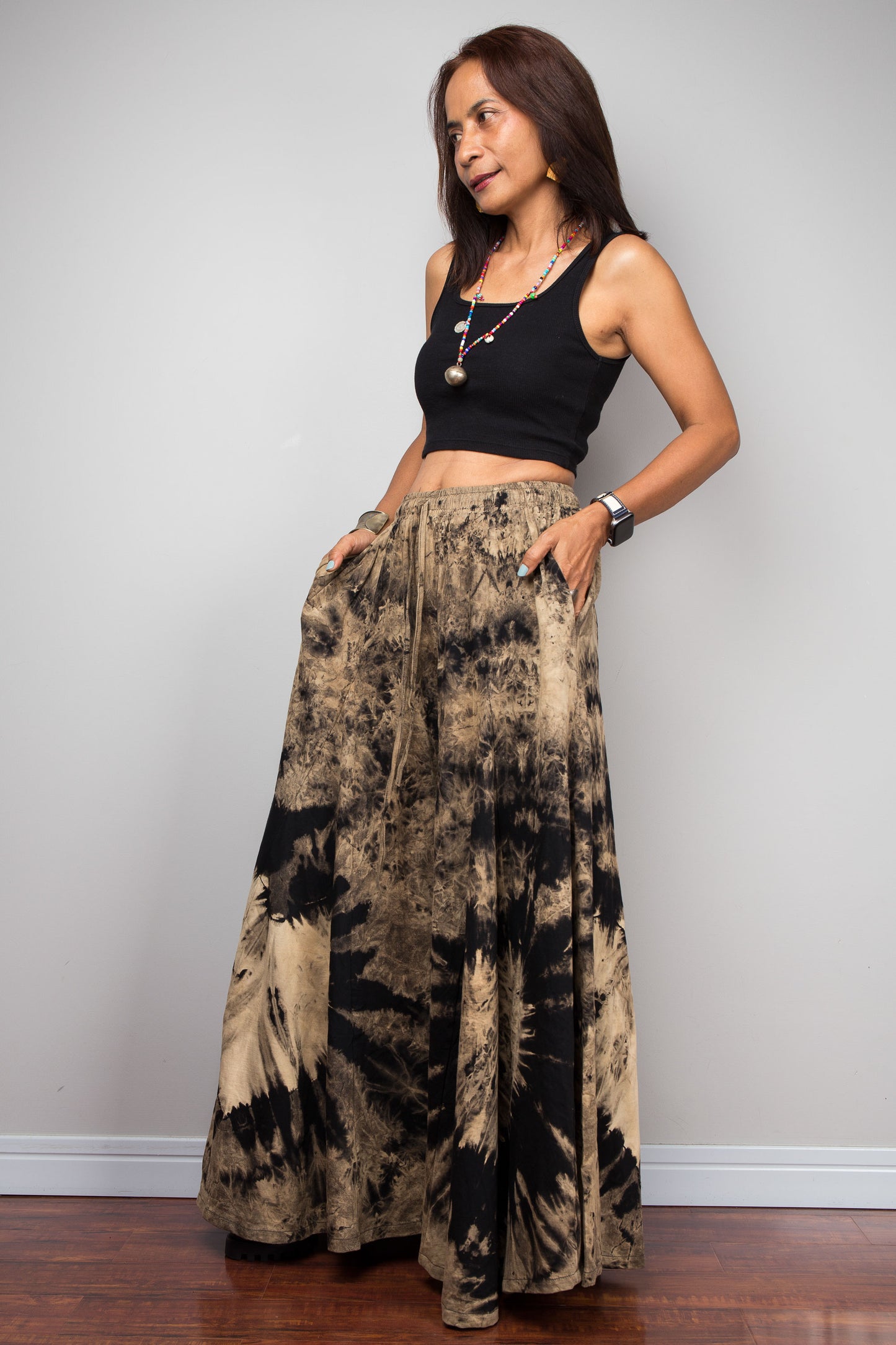 Reverse Dye Wide Leg Palazzo Pants