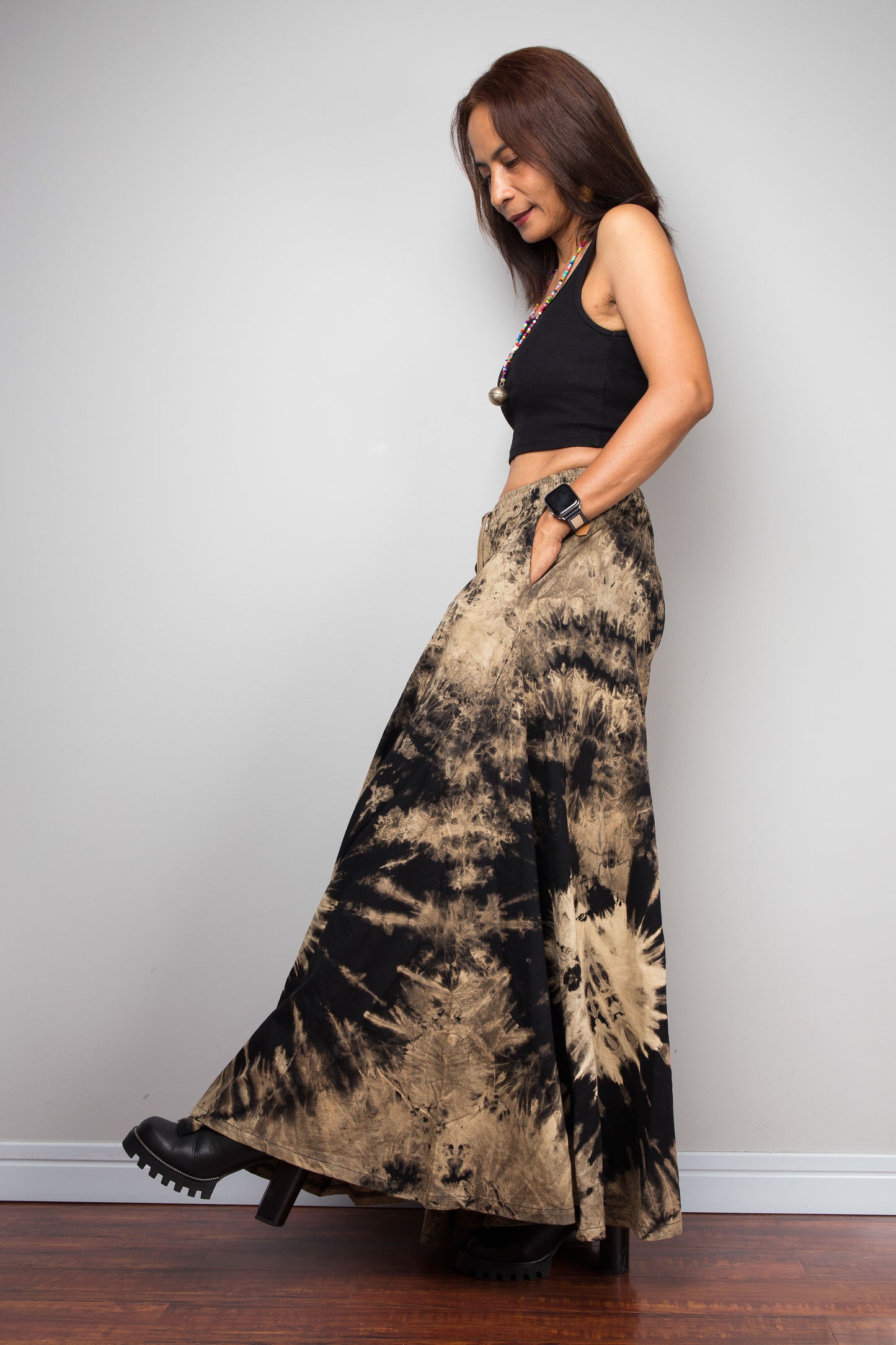 Reverse Dye Wide Leg Palazzo Pants