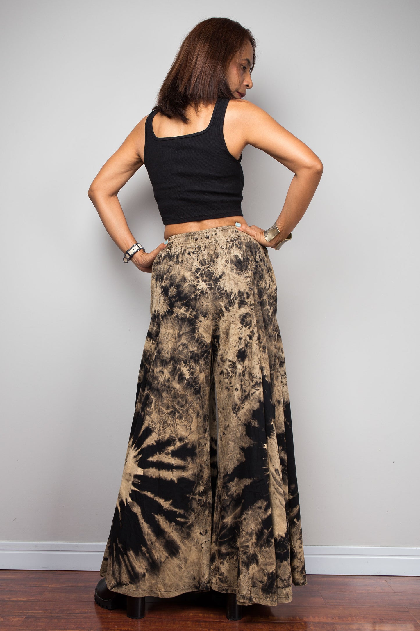 Reverse Dye Wide Leg Palazzo Pants