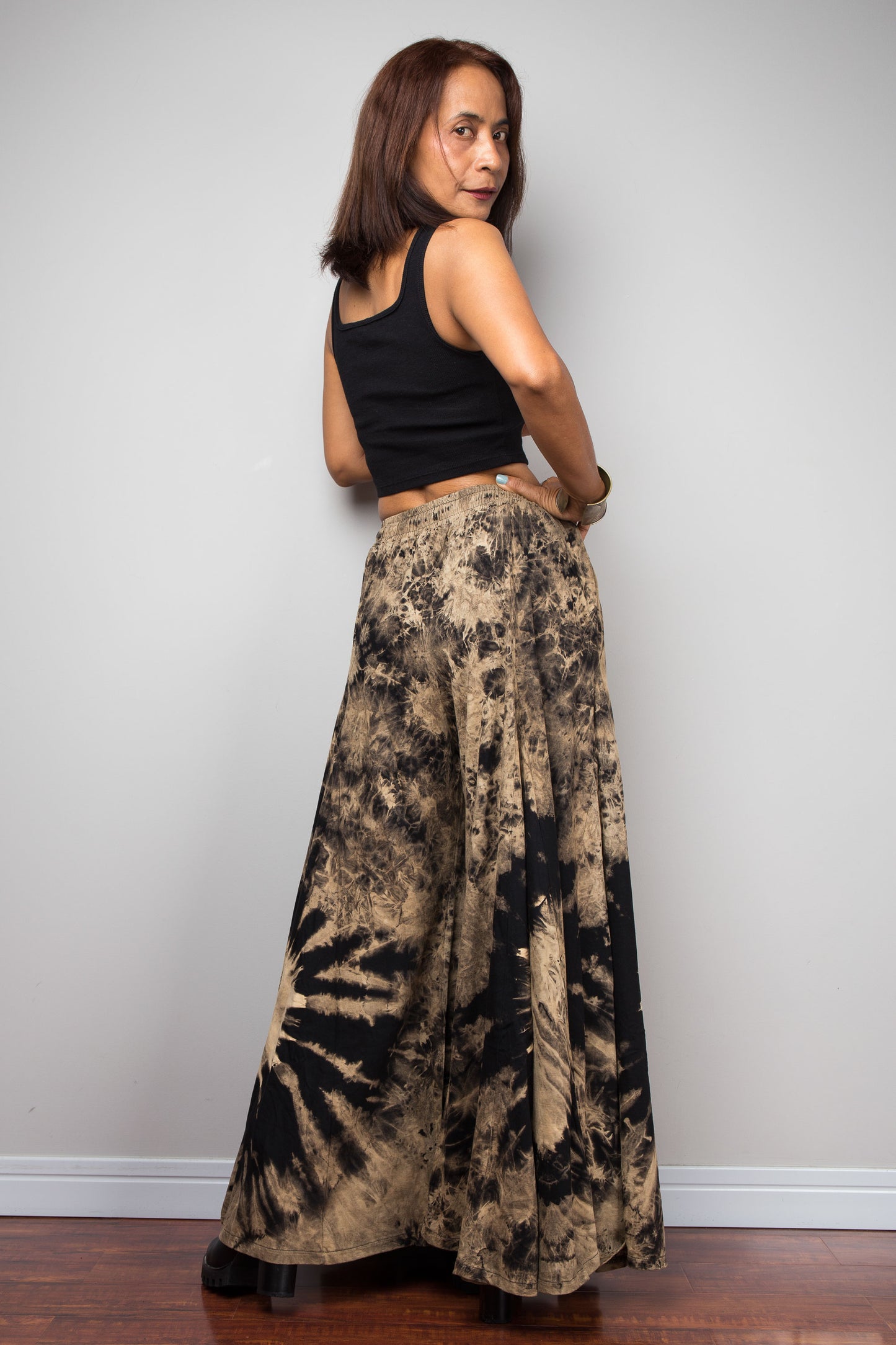 Reverse Dye Wide Leg Palazzo Pants