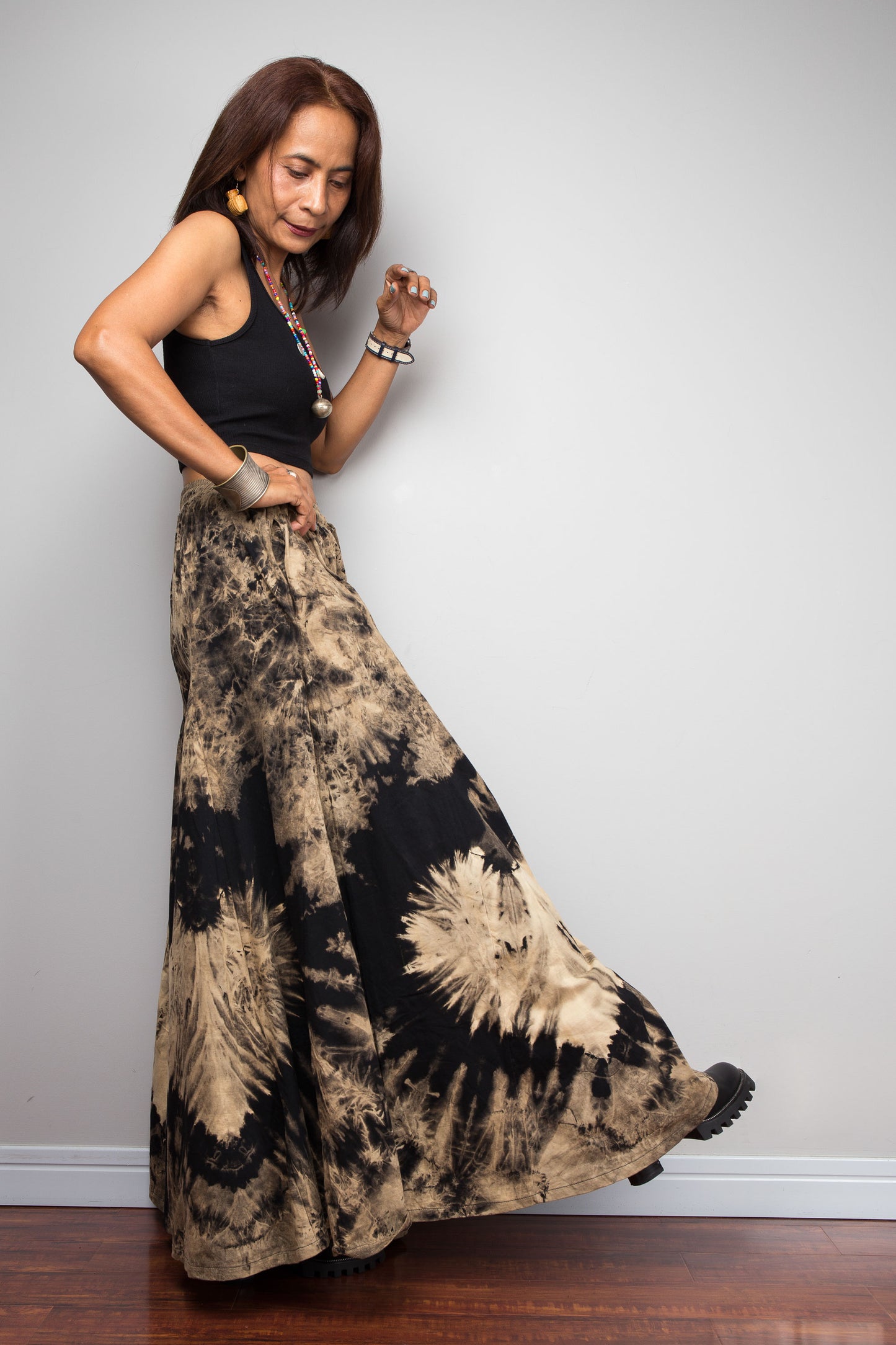 Reverse Dye Wide Leg Palazzo Pants