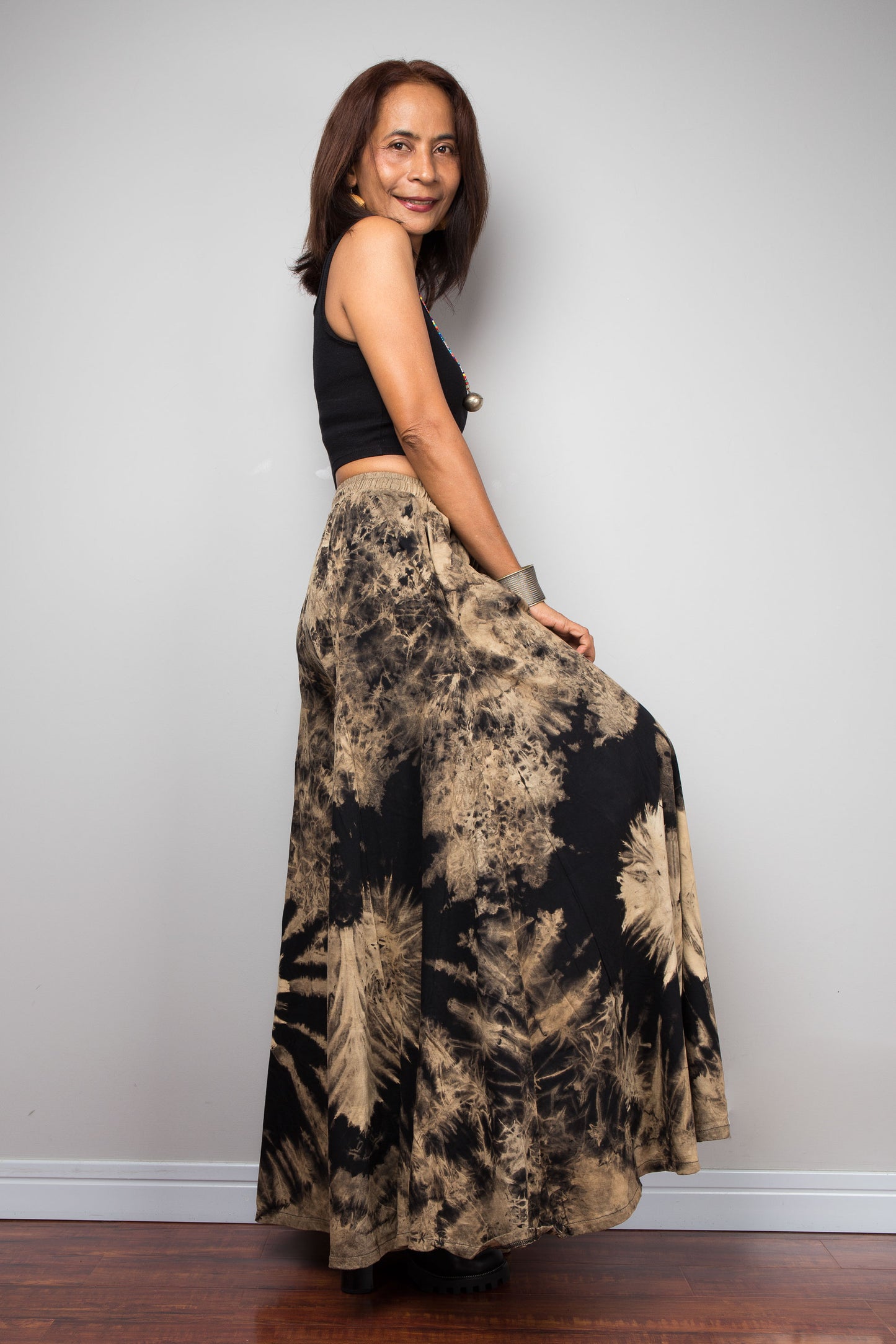 Reverse Dye Wide Leg Palazzo Pants