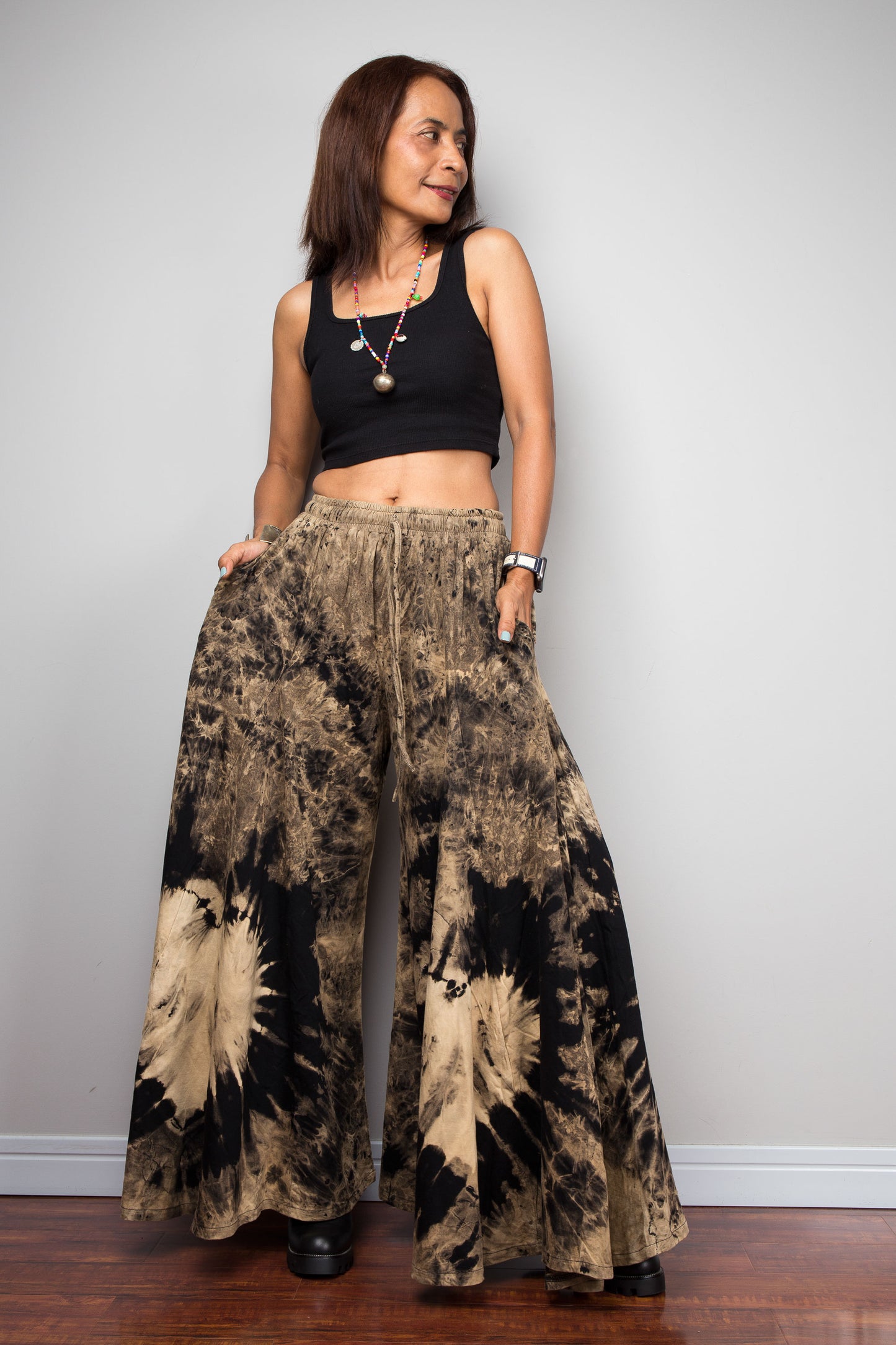 Reverse Tie Dye Wide Leg Pants