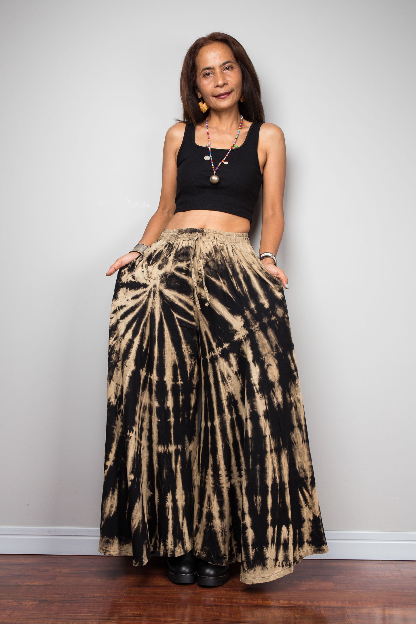 Black Reverse Tie Dye Palazzo Pants