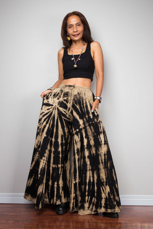 Black Reverse Tie Dye Palazzo Pants