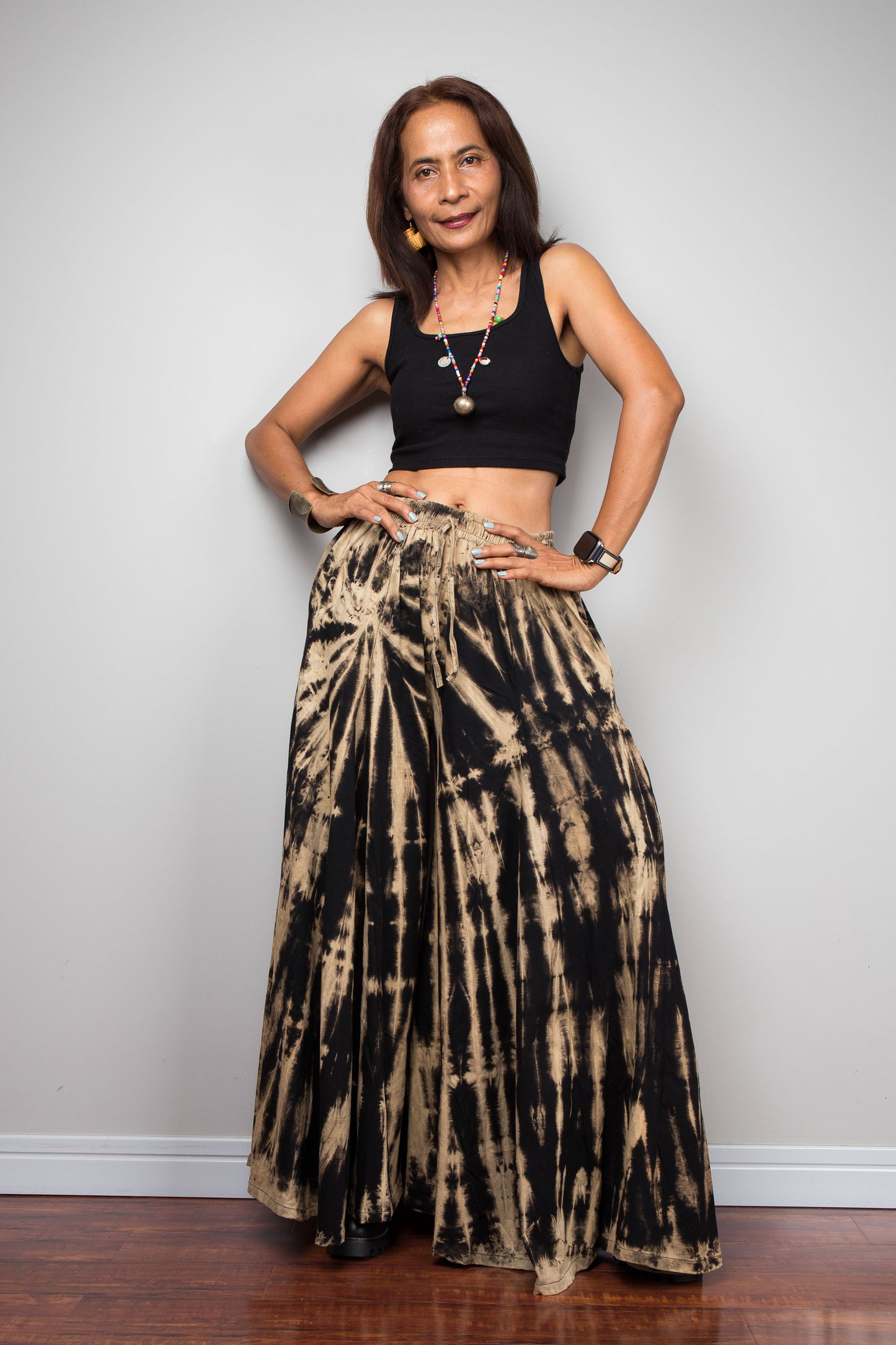 Black Reverse Tie Dye Palazzo Pants
