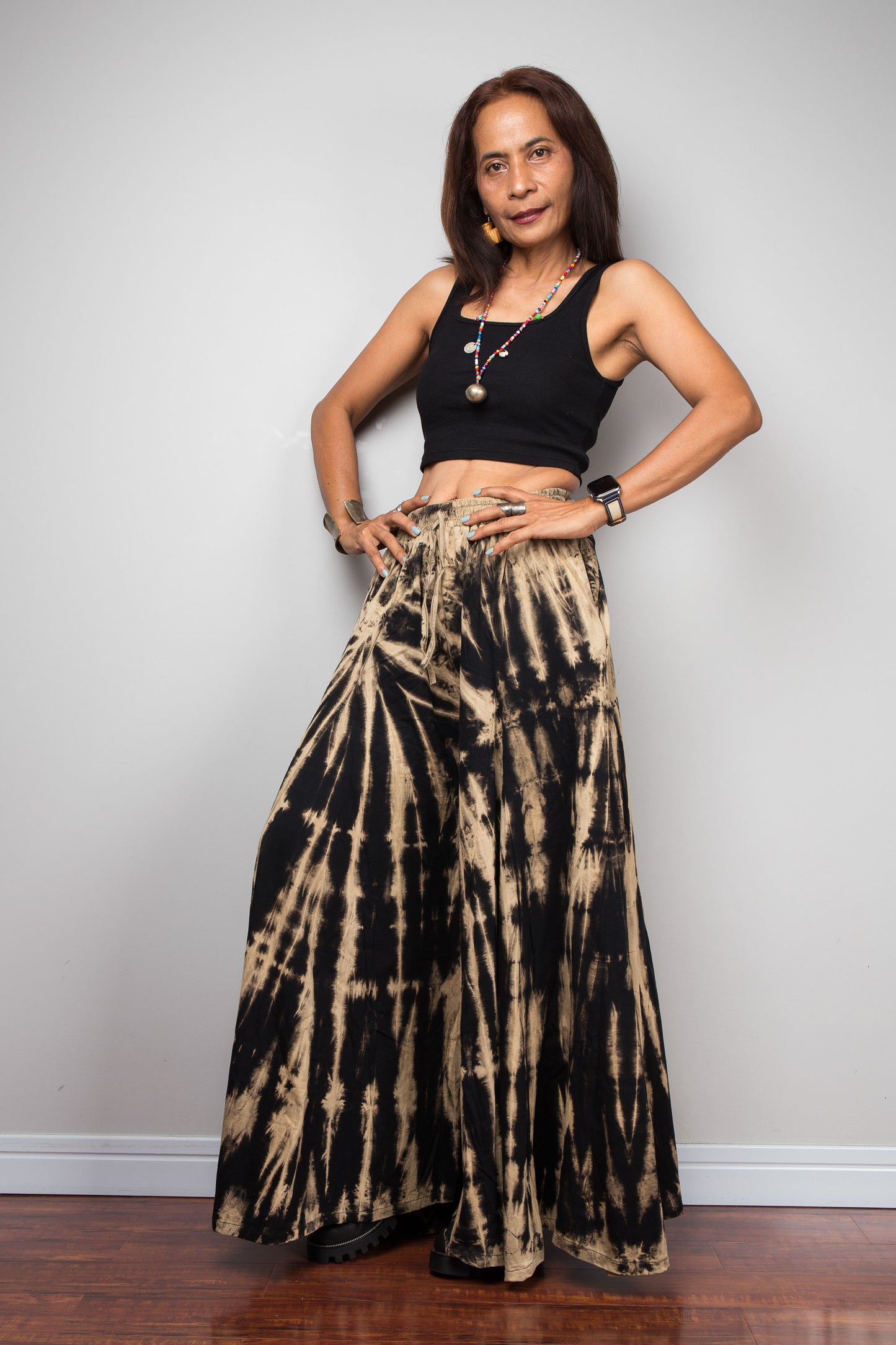 Black Reverse Tie Dye Palazzo Pants