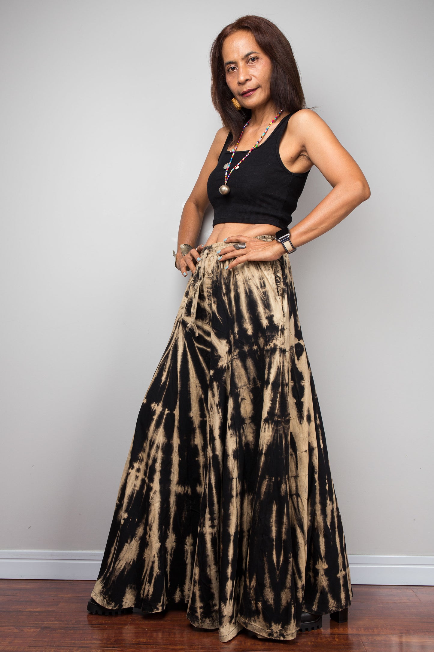 Black Reverse Tie Dye Palazzo Pants