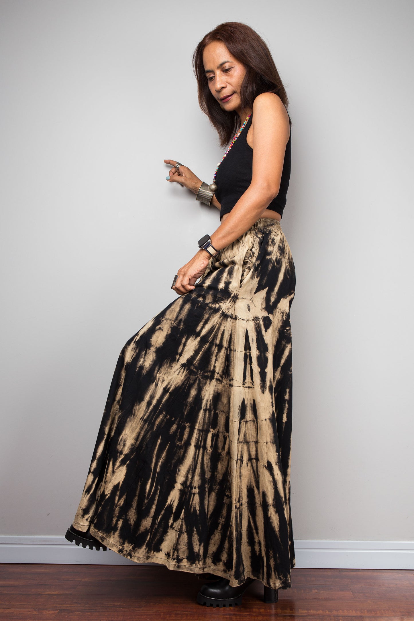 Black Reverse Tie Dye Palazzo Pants