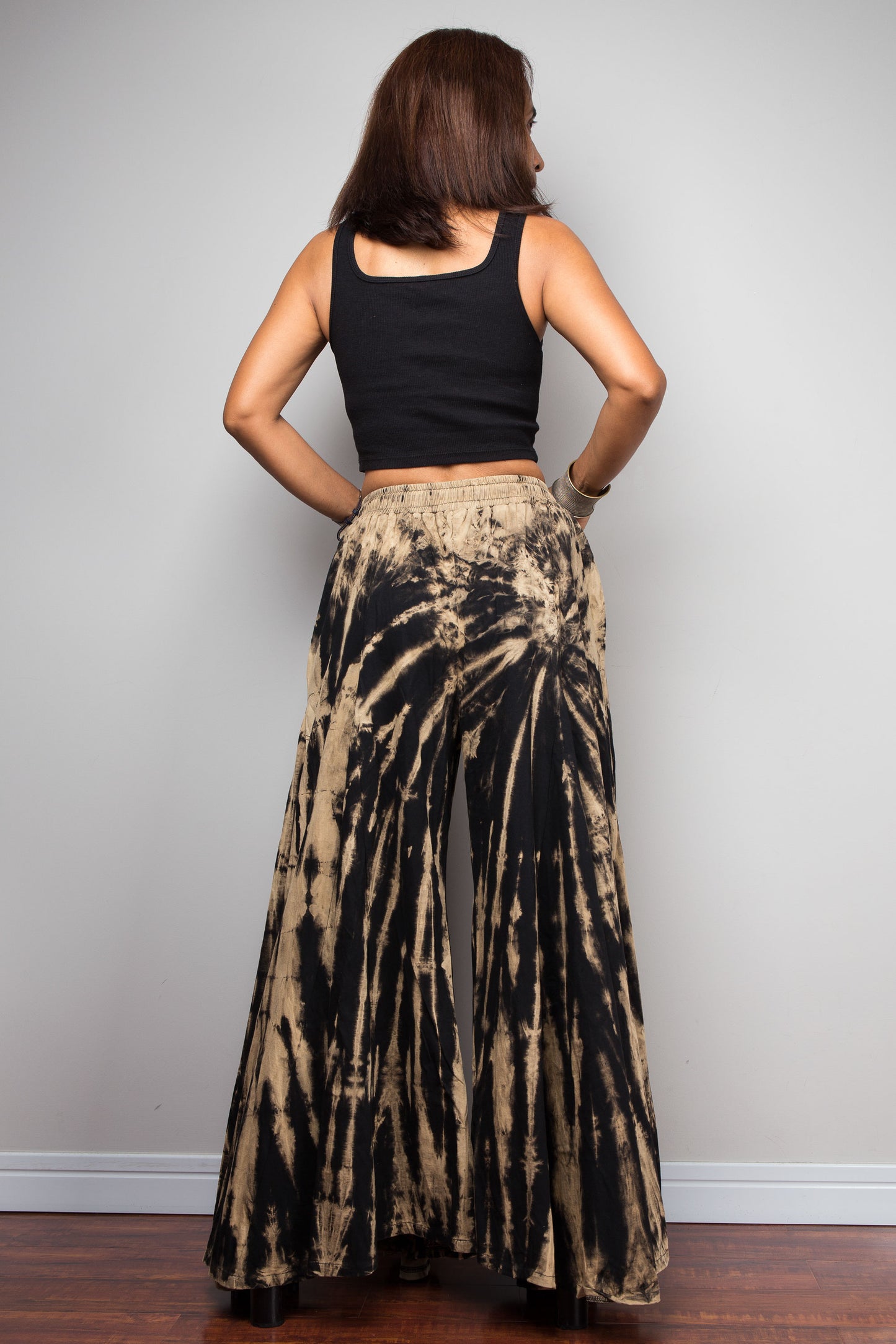 Black Reverse Tie Dye Palazzo Pants