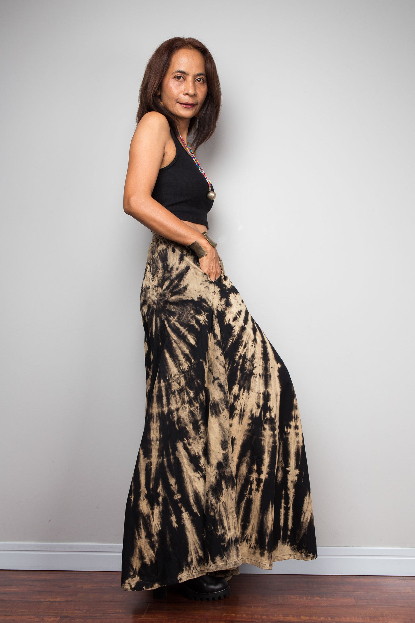 Black Reverse Tie Dye Palazzo Pants