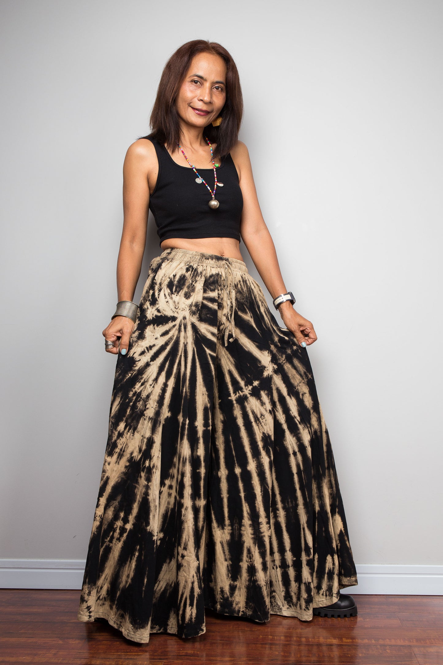 Black Reverse Tie Dye Palazzo Pants