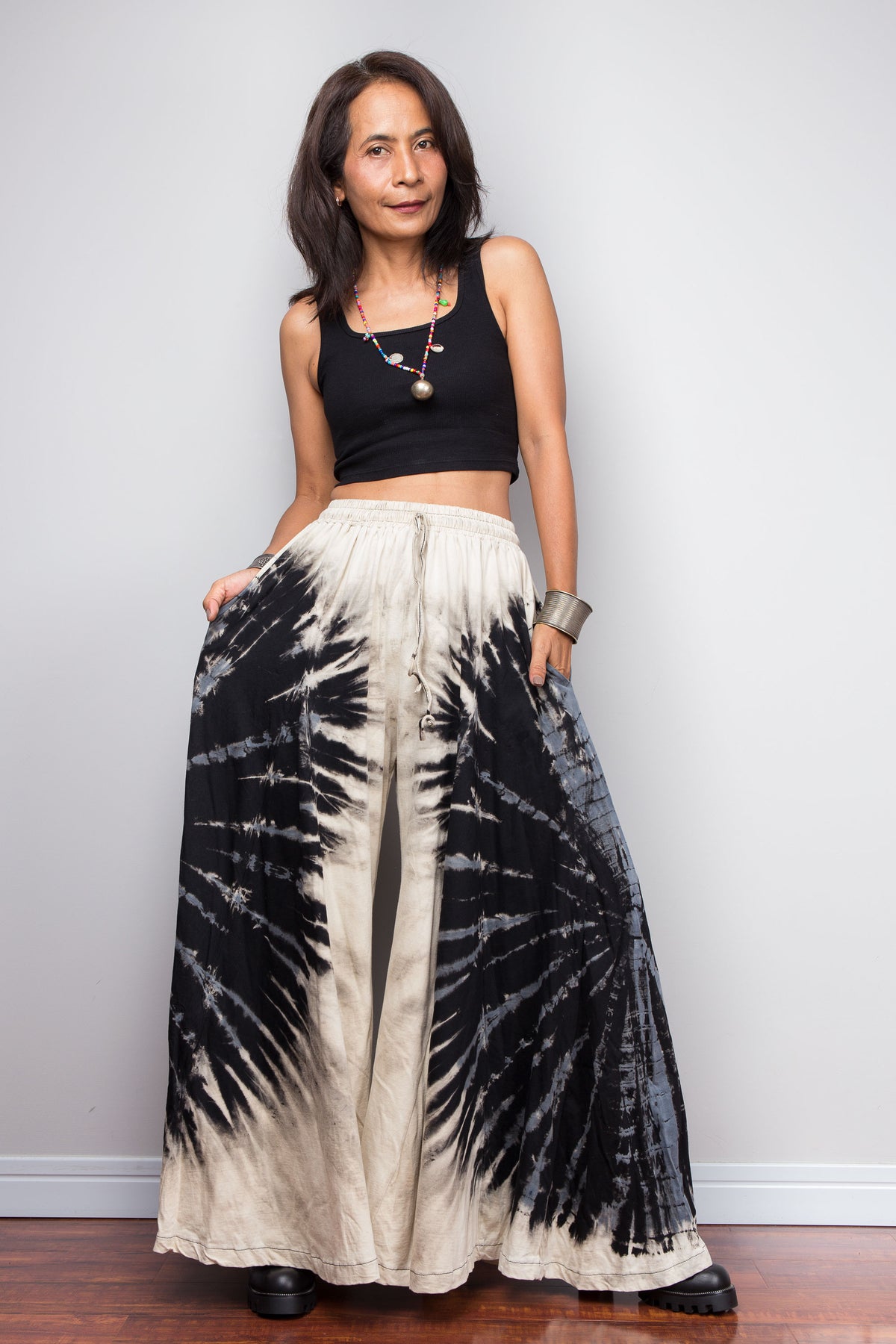 Reverse Tie Dye Wide Leg Palazzo Pants