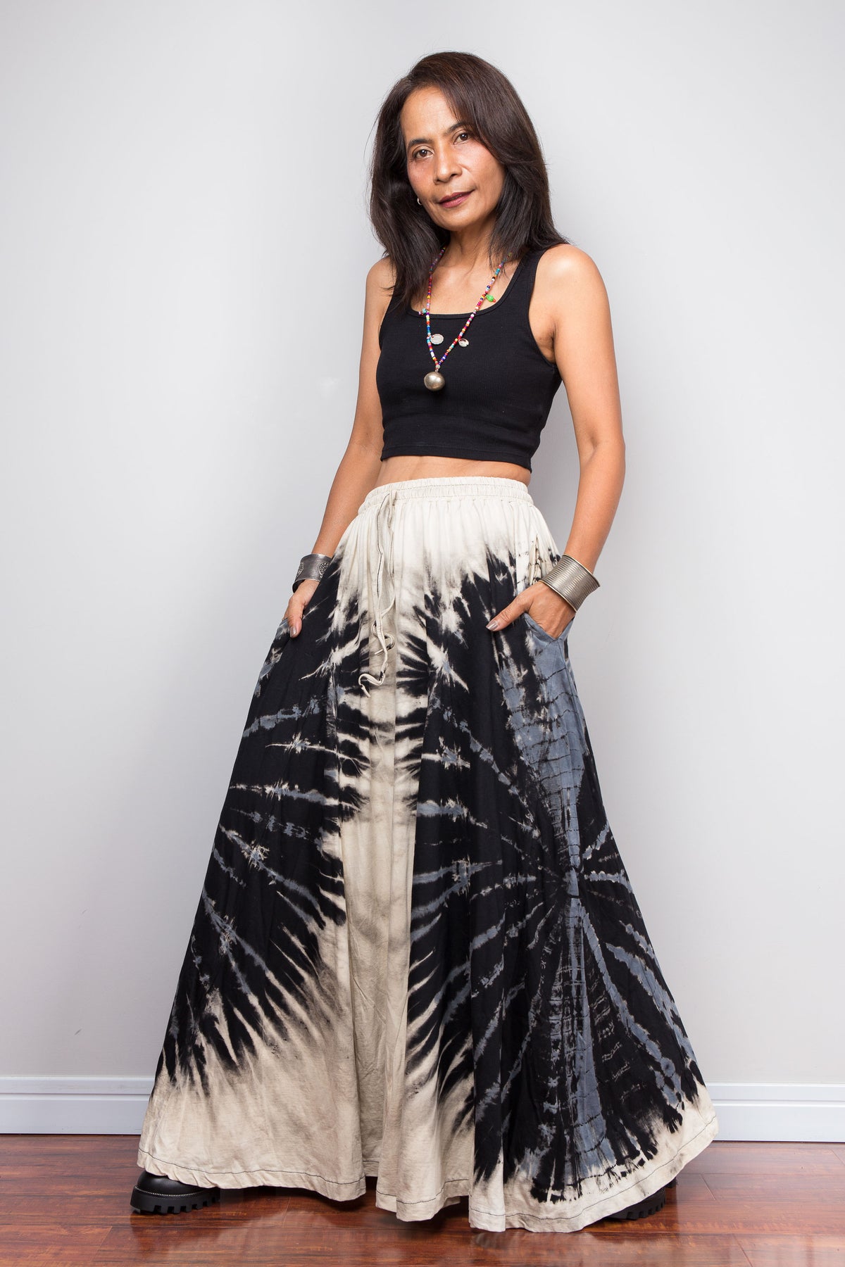 Reverse Tie Dye Wide Leg Palazzo Pants