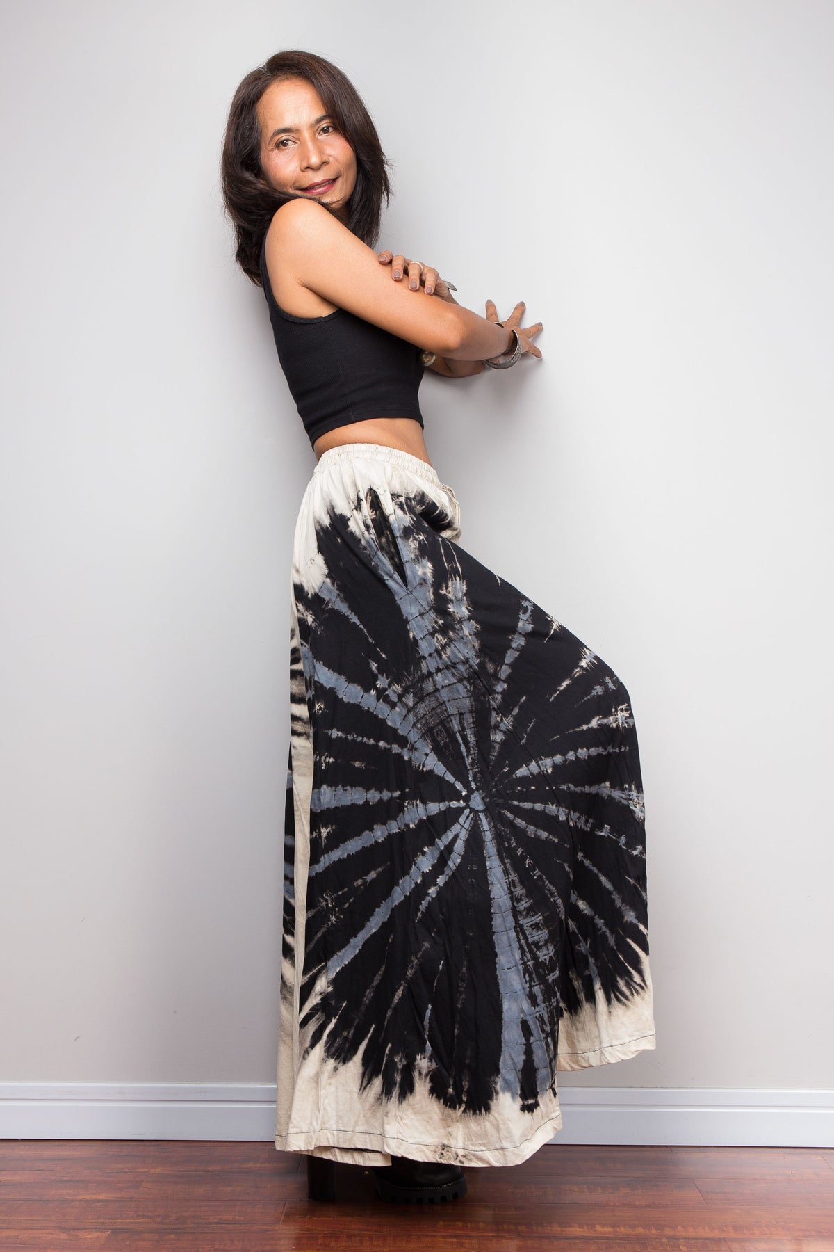 Reverse Tie Dye Wide Leg Palazzo Pants