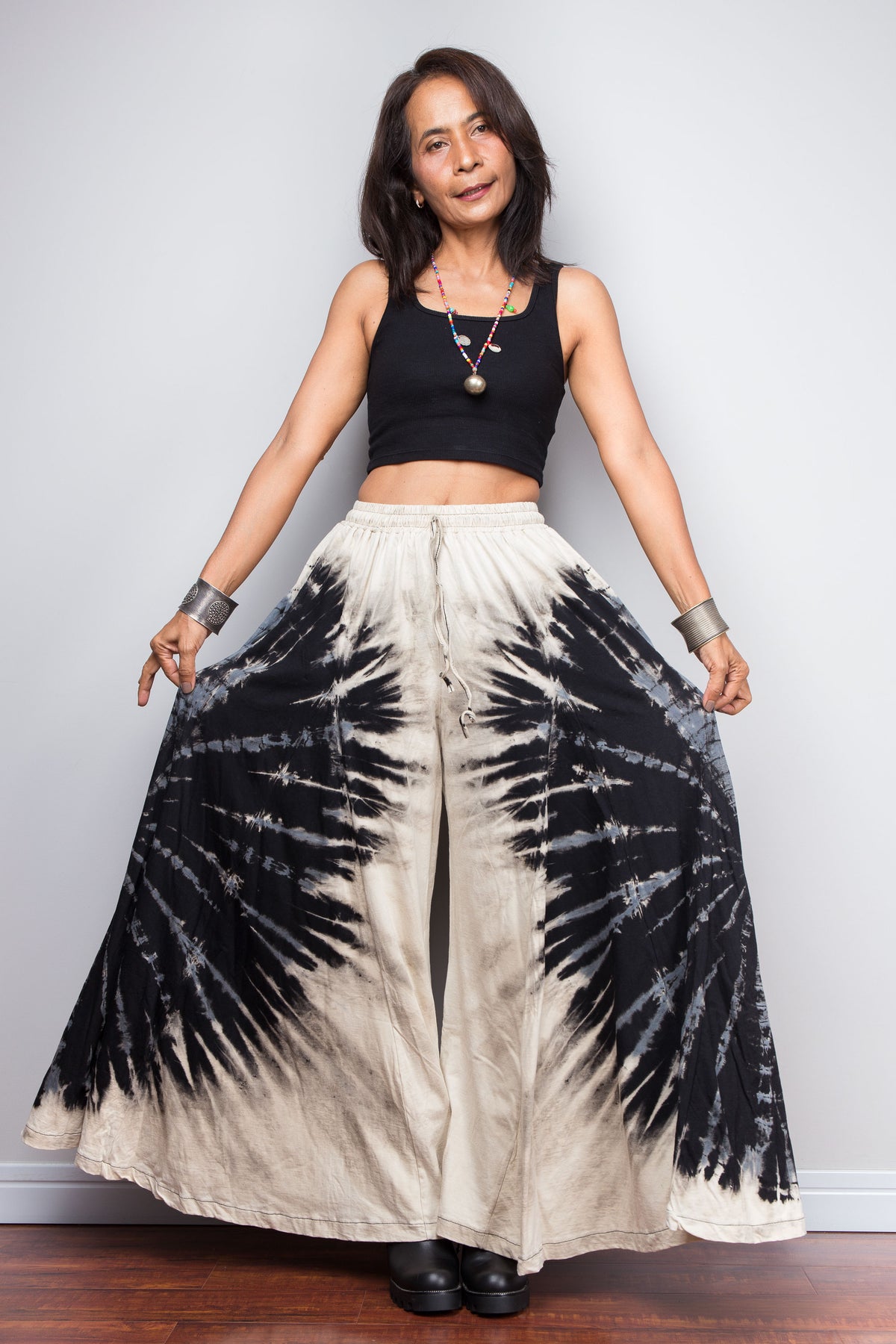 Reverse Tie Dye Wide Leg Palazzo Pants
